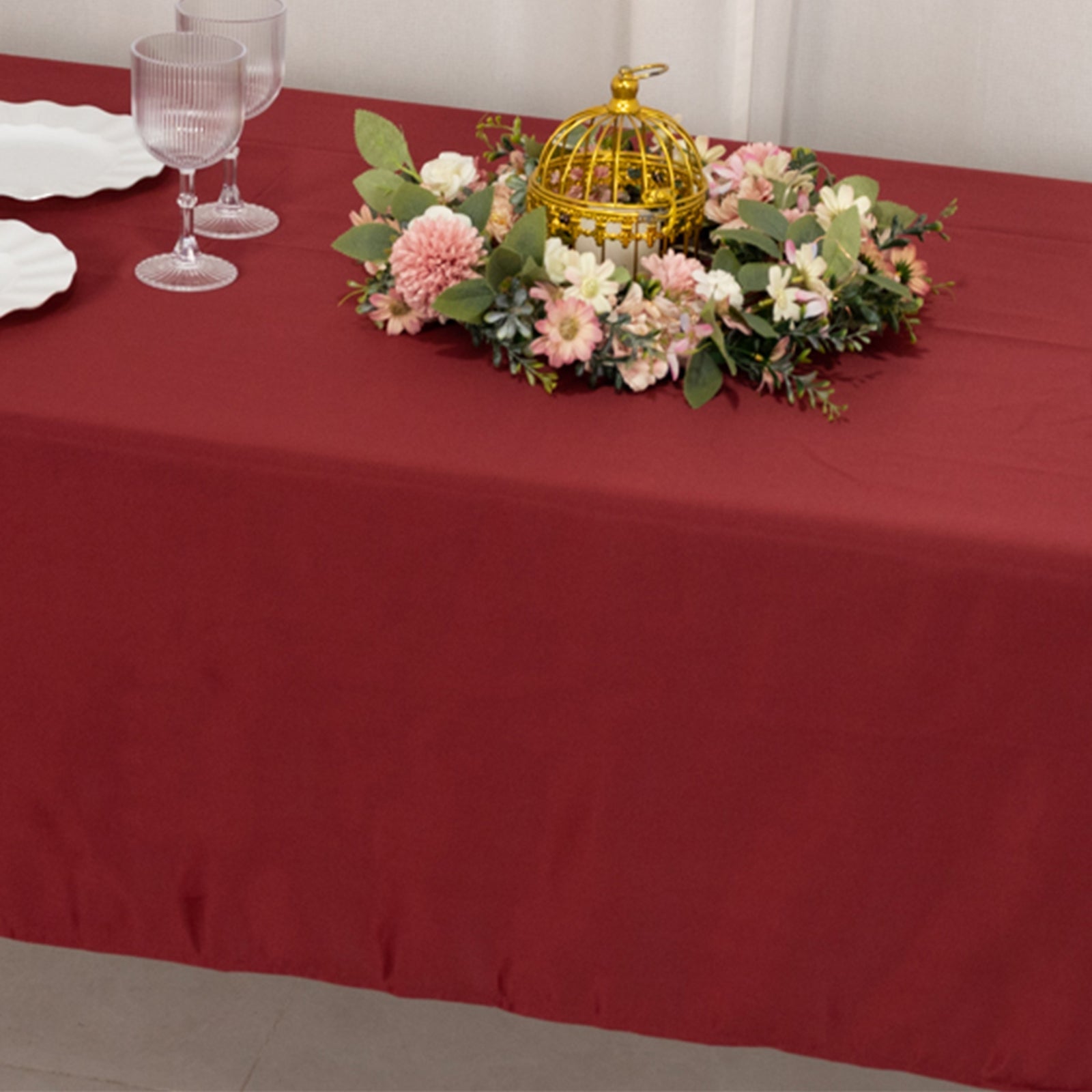 Lamour Satin 60x102 Rectangle Tablecloth Burgundy - Durable & Silky Soft Feel Table Cover