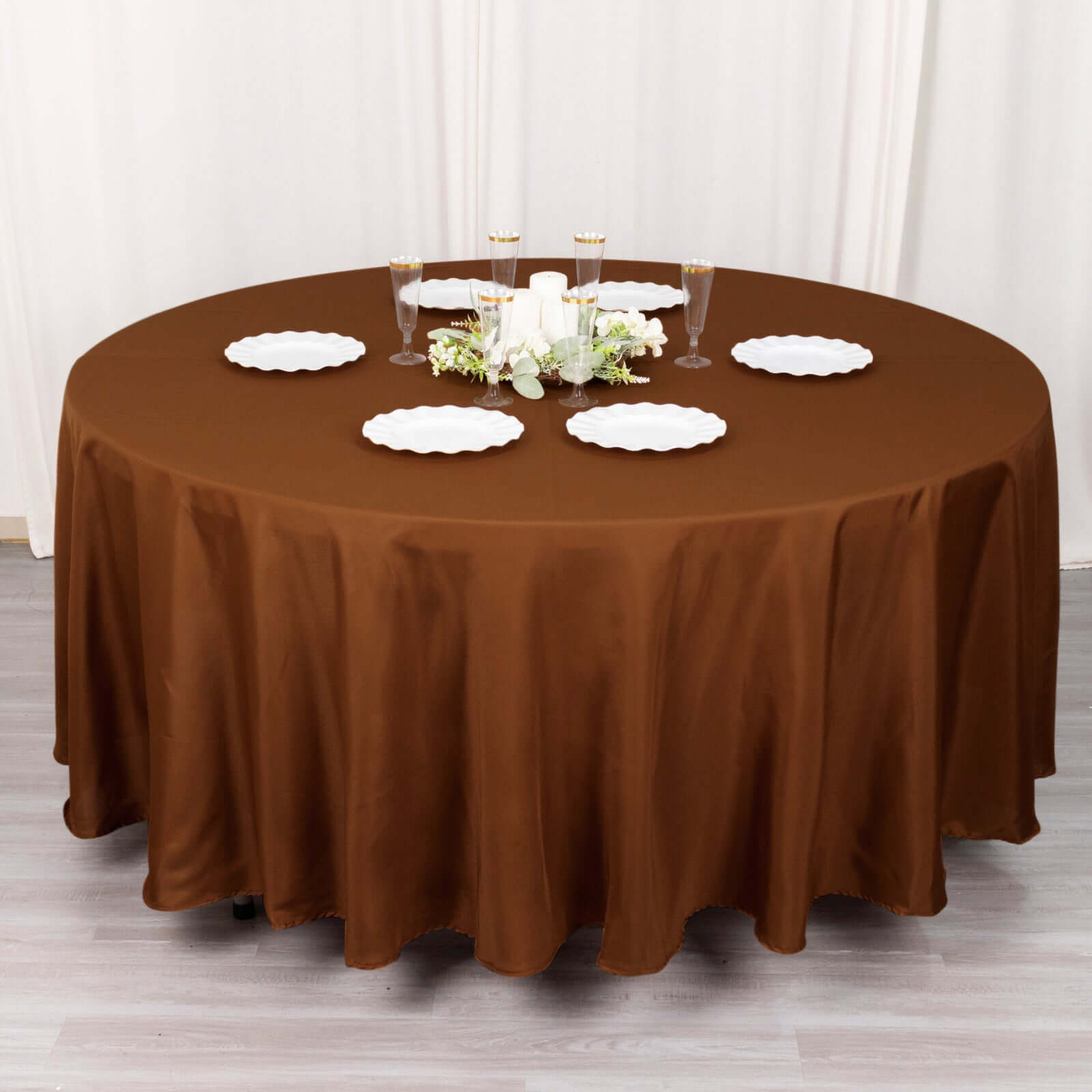 Polyester 108 Round Tablecloth Cinnamon Brown - Wrinkle-Resistant Table Cover