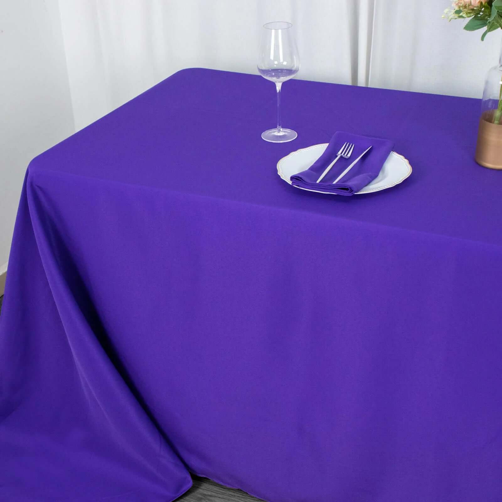 Premium Polyester 90x132 Rectangle Tablecloth Purple - Seamless 220GSM Stain-Resistant Table Cover