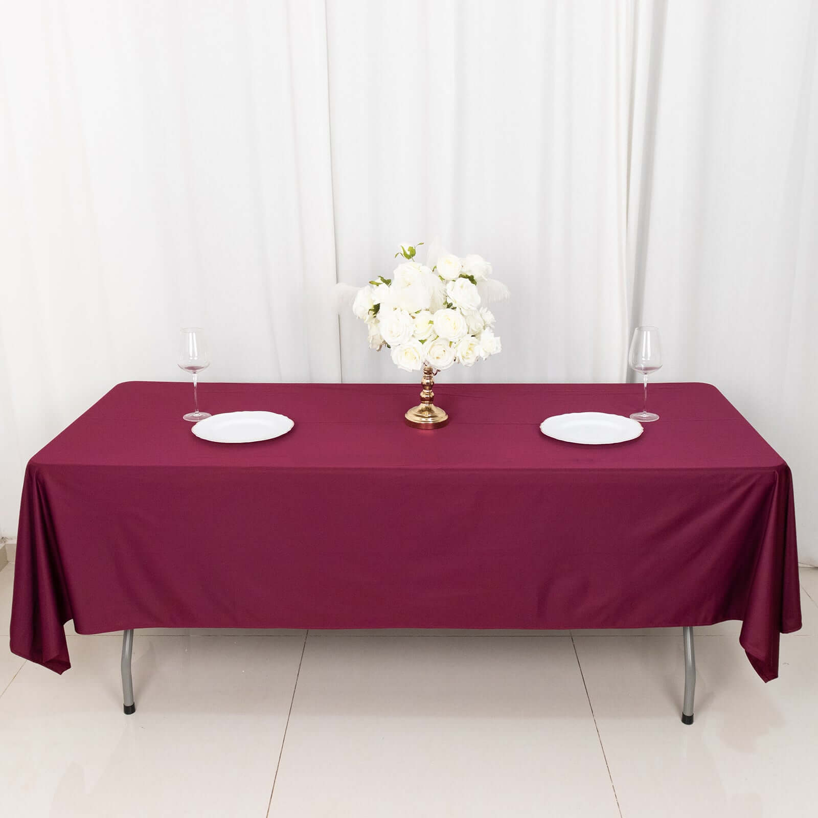 Premium Scuba Rectangular 60x102 Tablecloth Burgundy - Wrinkle Free & Stain Resistant Table Cover