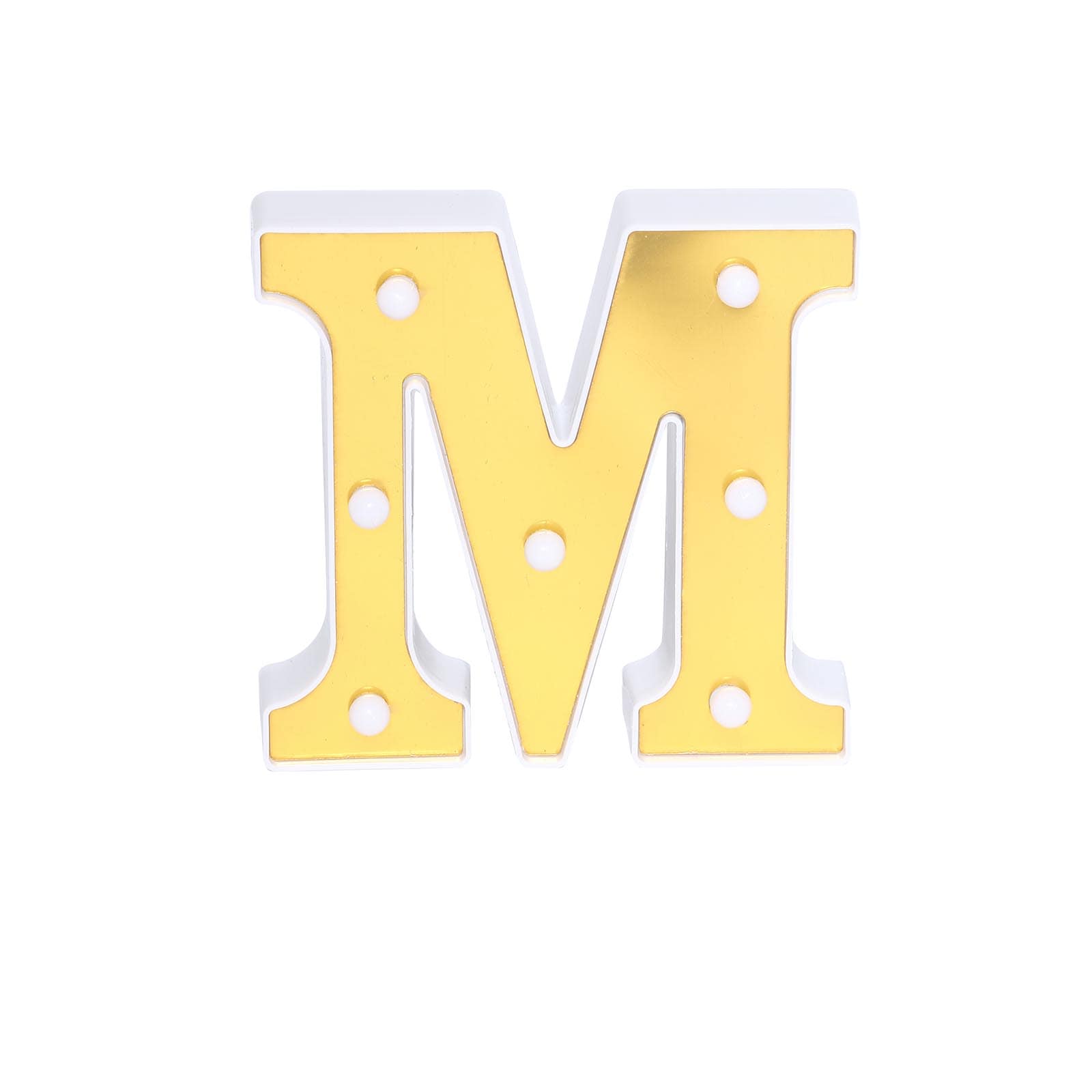 3D Marquee Letter M Warm White 7 LED Lights Gold - Chic Light-Up Decor for Events 6