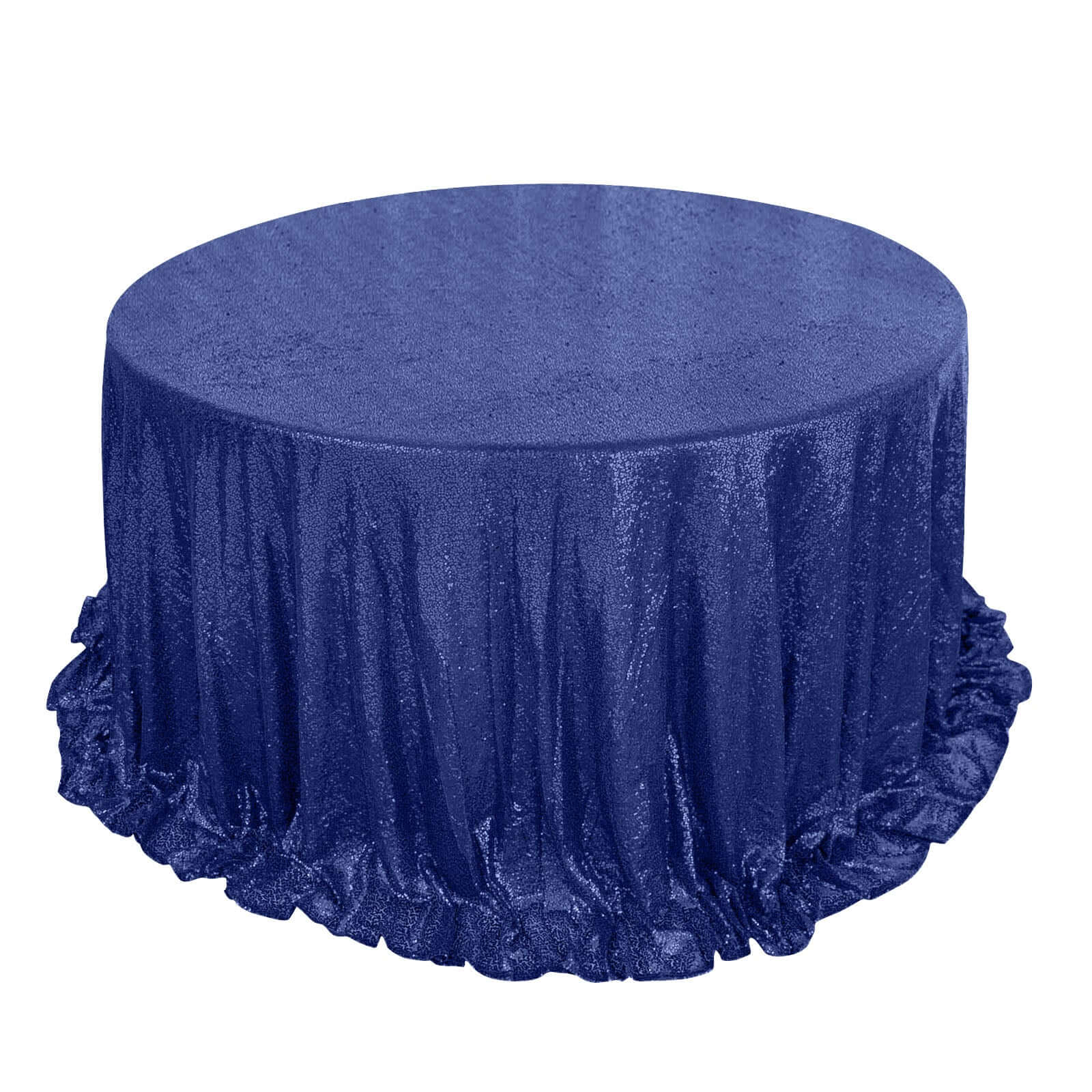 Sequin 132 Round Tablecloth Navy Blue - Seamless Dazzling Table Cover