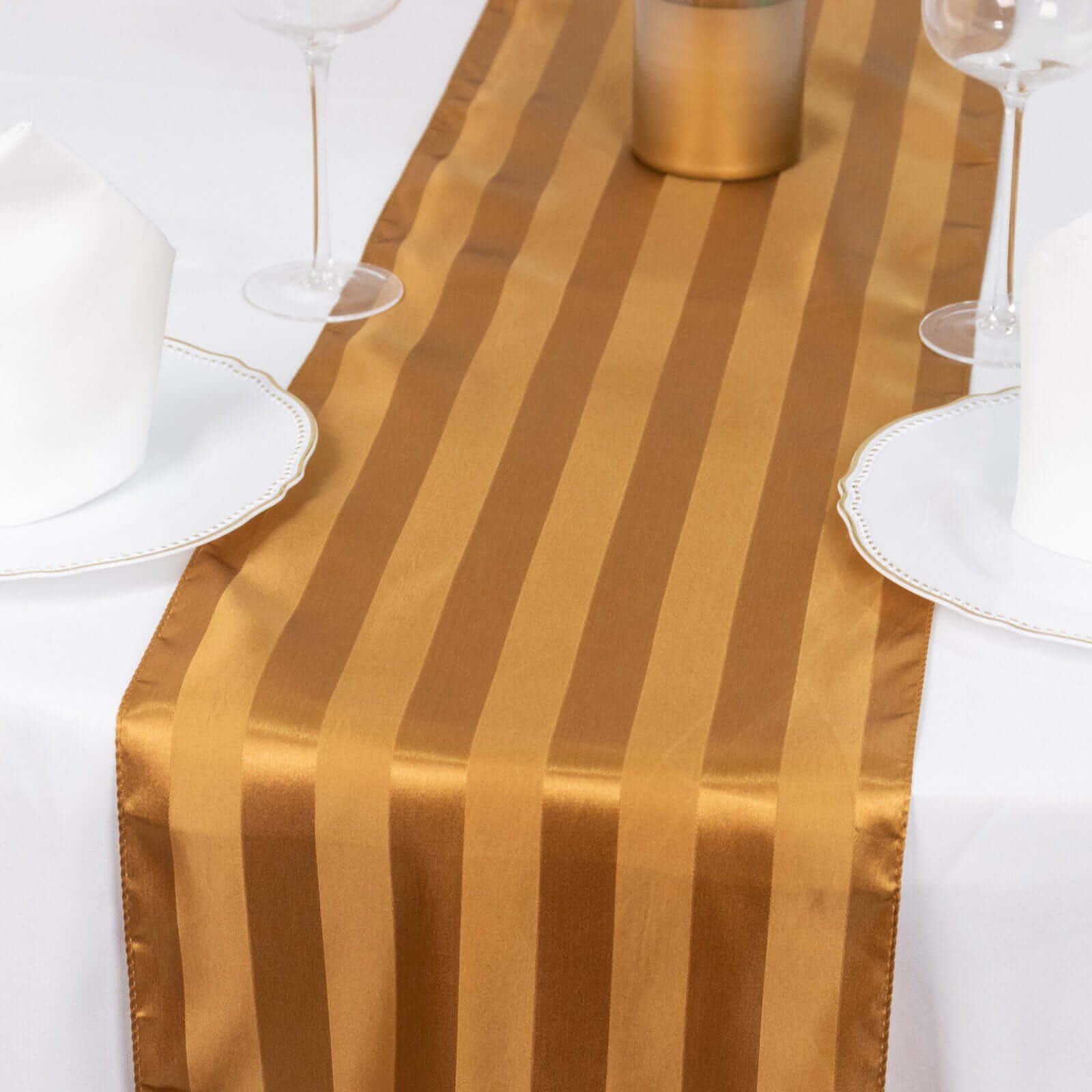 Satin 12x108 Table Runner Gold - Stripe Table Decor