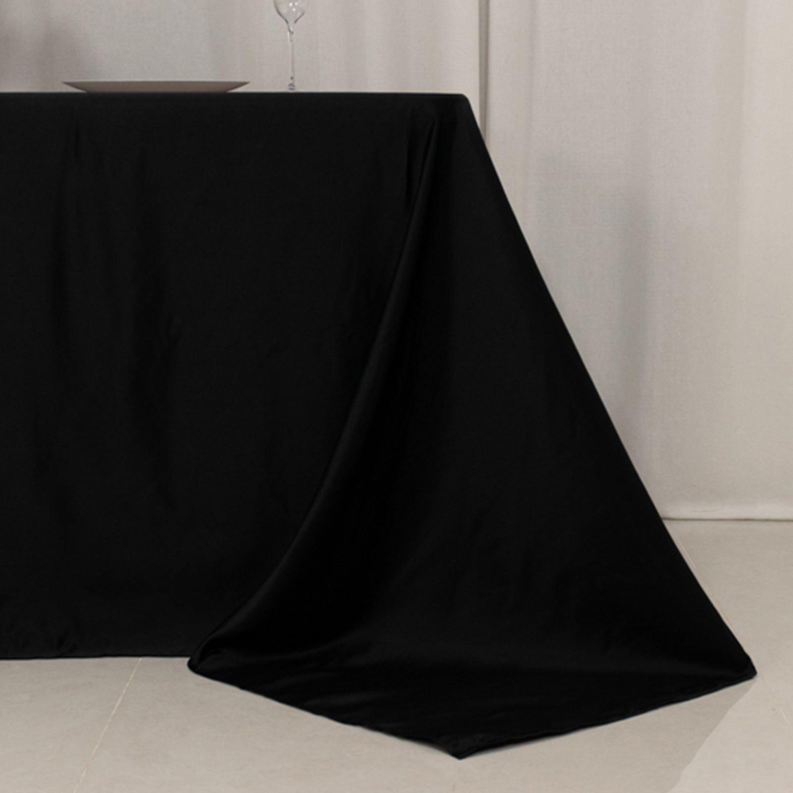 Lamour Satin 90x132 Rectangle Tablecloth Black - Soft & Silk-Like Seamless Table Cover for Weddings & Parties