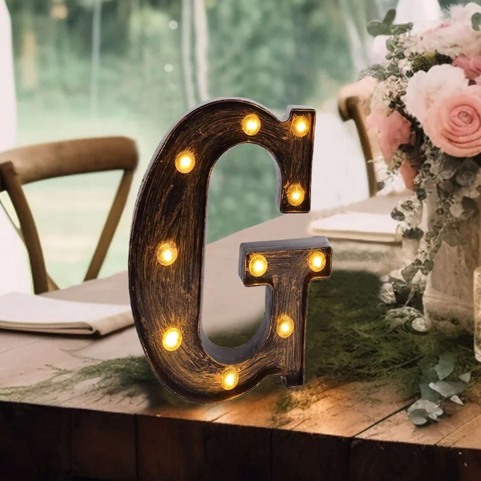 LED Marquee Letter G Industrial Style Antique Black - Light-Up Alphabet Sign for Weddings & Displays 9