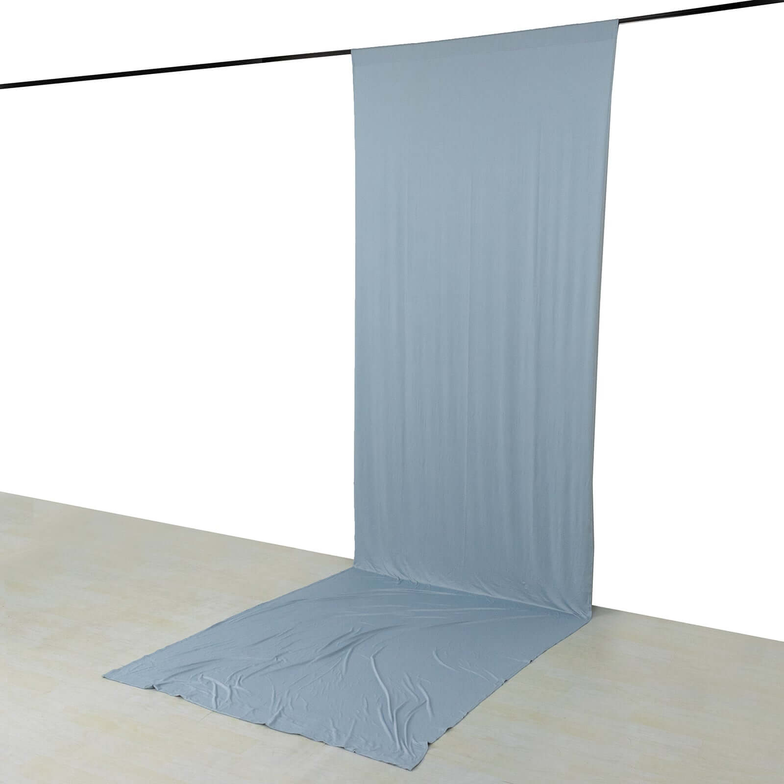 Dusty Blue 4-Way Stretch Spandex Event Curtain Drapes, Wrinkle Free Backdrop Event Panel with Rod Pockets - 5ftx16ft