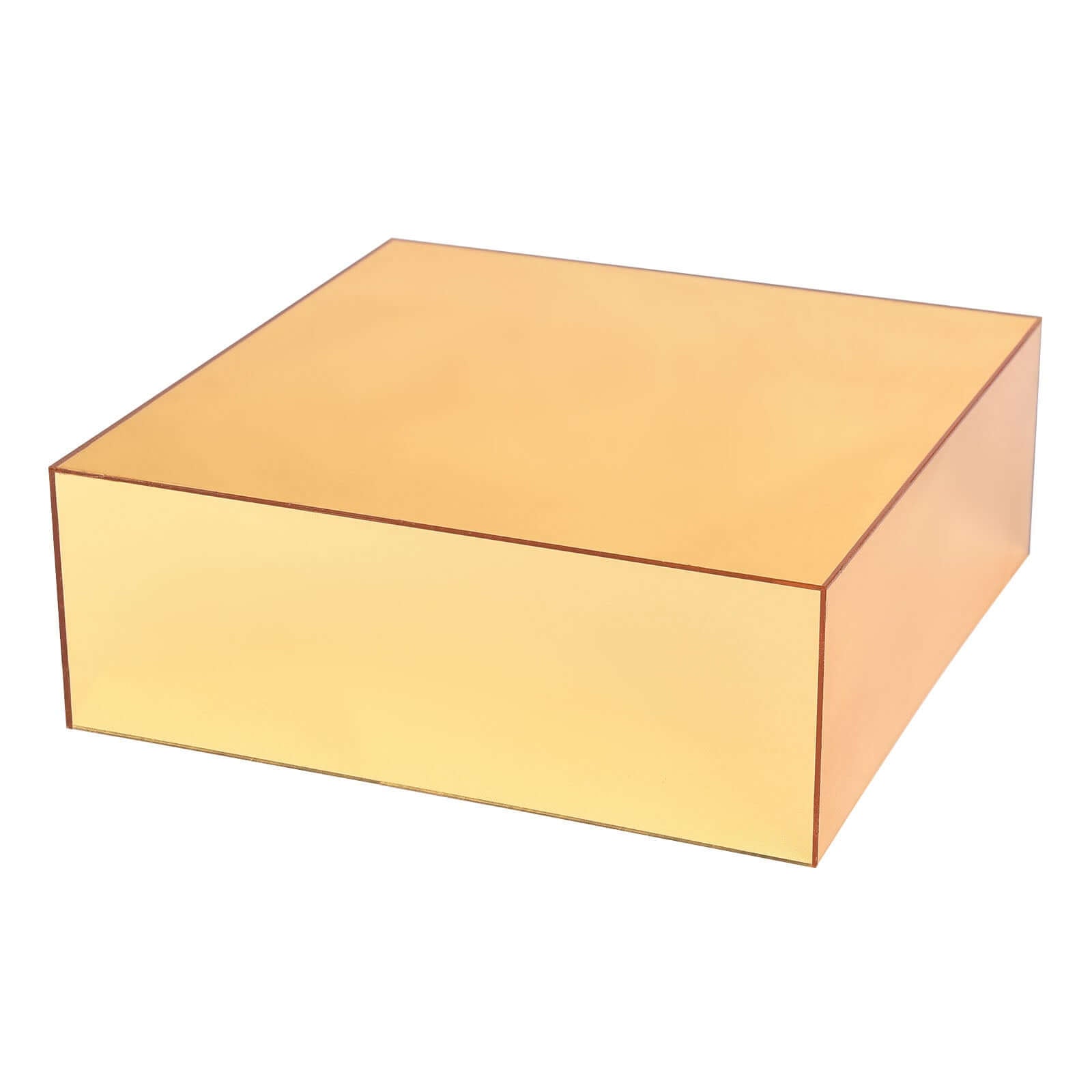 Acrylic Cake Box Stand Pedestal Riser Mirror Finish Gold - Display for Desserts and Events 14x14