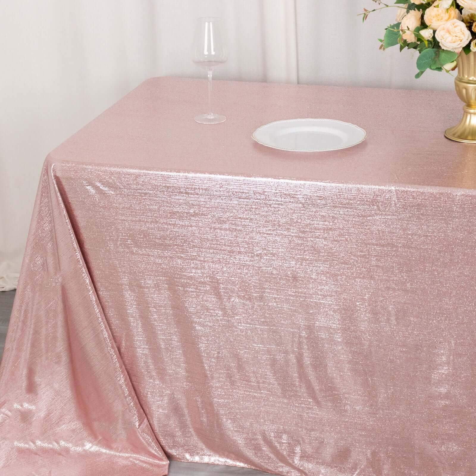 Sequin Dots Polyester 90x132 Rectangle Tablecloth Shimmering Rose Gold - Seamless, Glittering & Wrinkle Free Table Cover