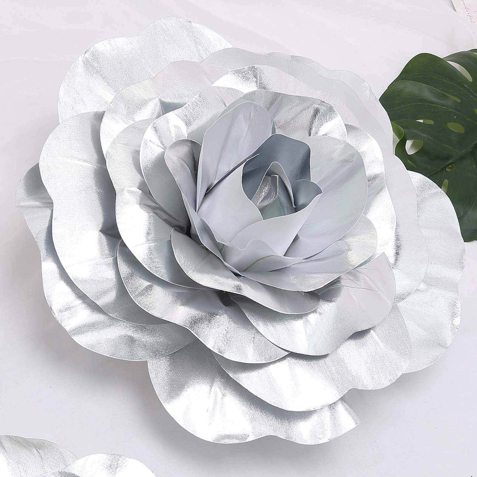 2 Pack 20 Large Silver Real Touch Artificial Foam DIY Craft Roses