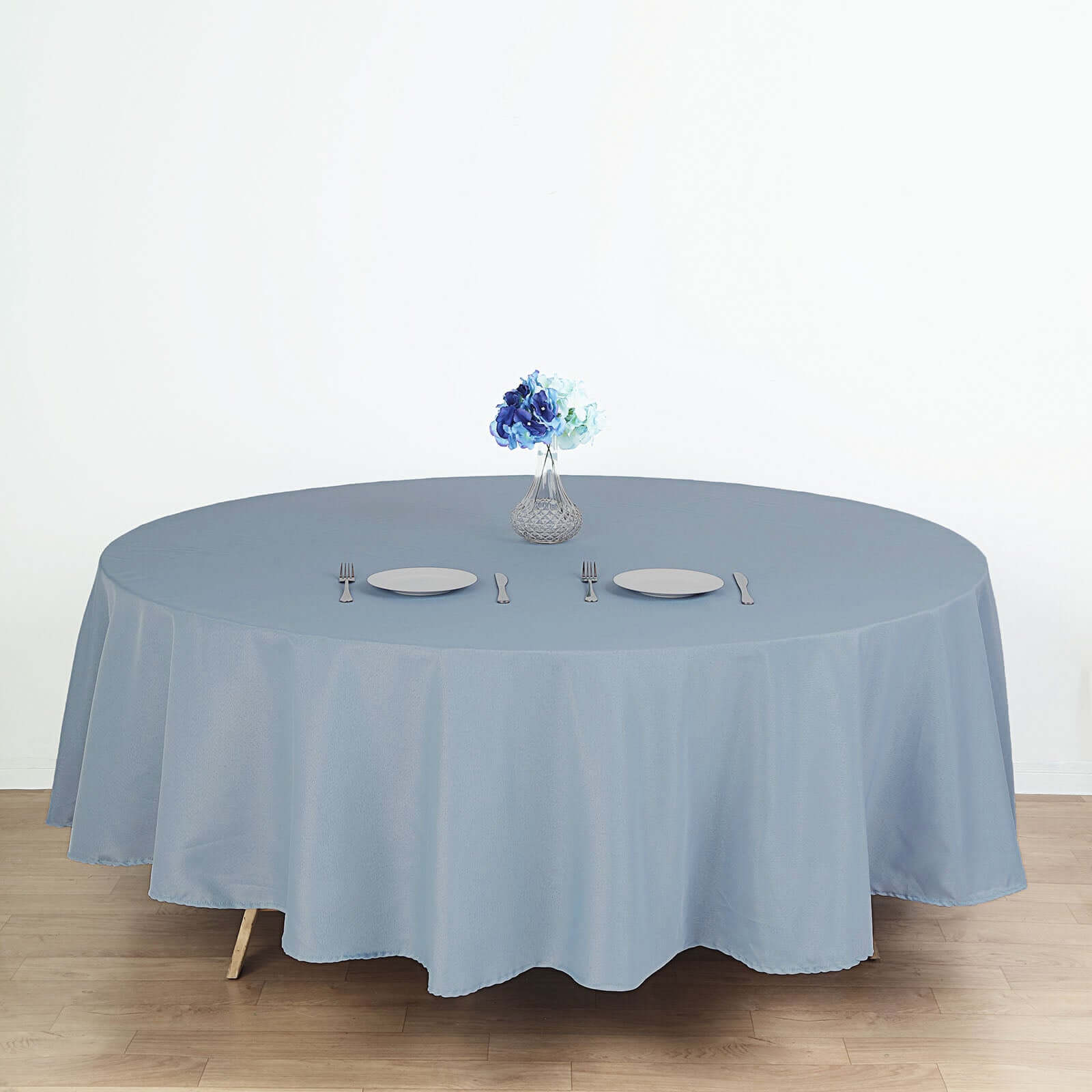 Polyester 108 Round Tablecloth Dusty Blue - Wrinkle-Resistant Table Cover