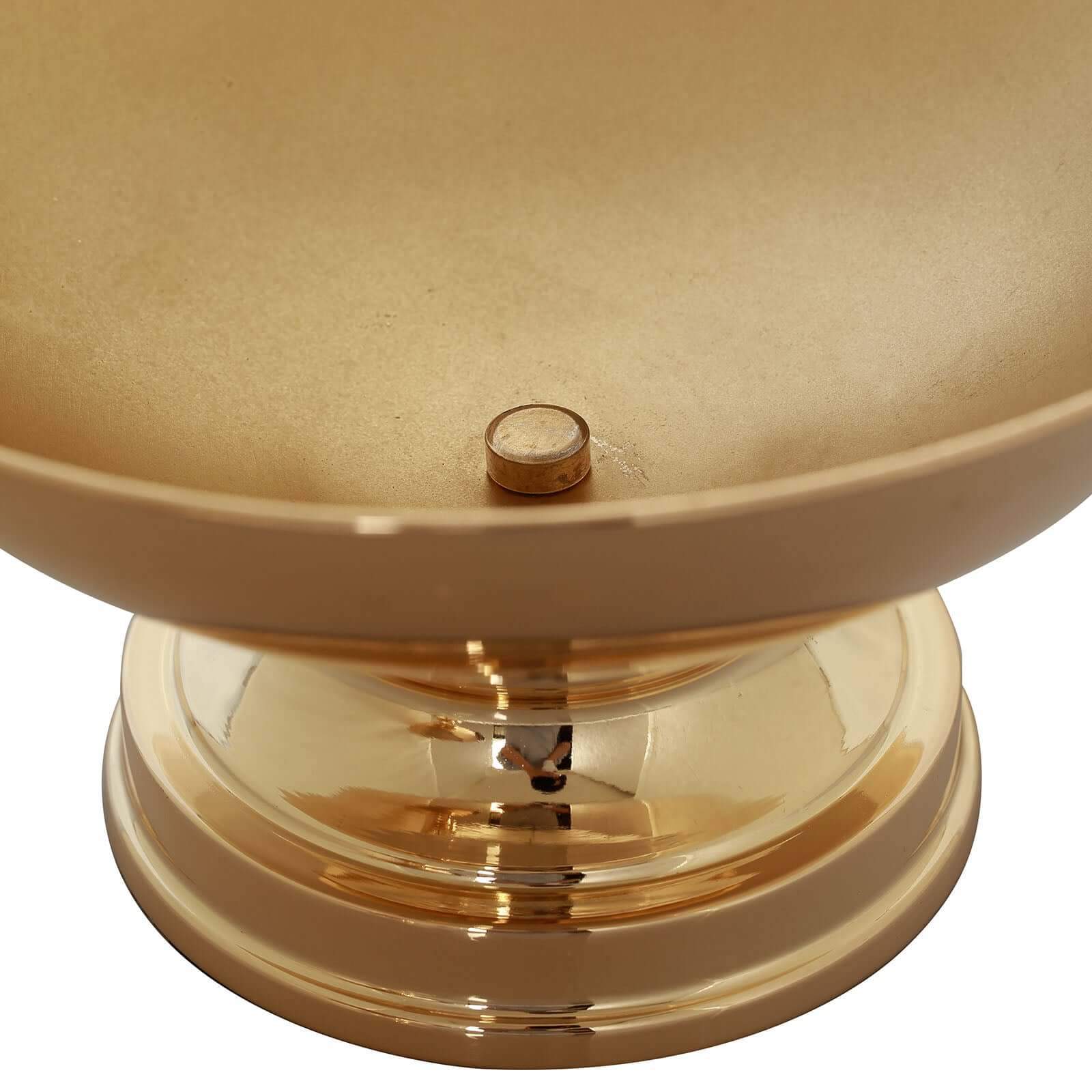 Metal Pedestal Flower Pot Round Design Gold - Floating Candle Bowl and Display Dish 12