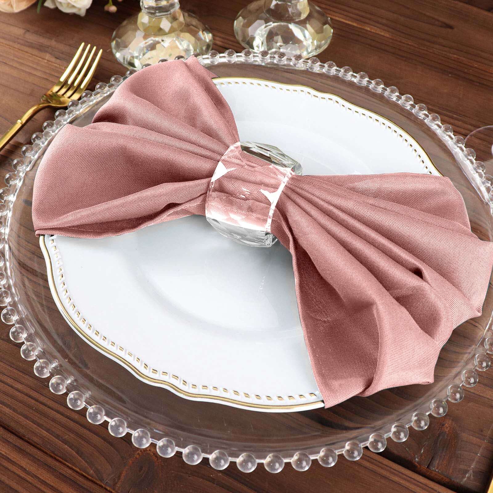 5 Pack Polyester 20x20 Napkins Dusty Rose - Wrinkle Resistant & Easy Care Cloth Napkins