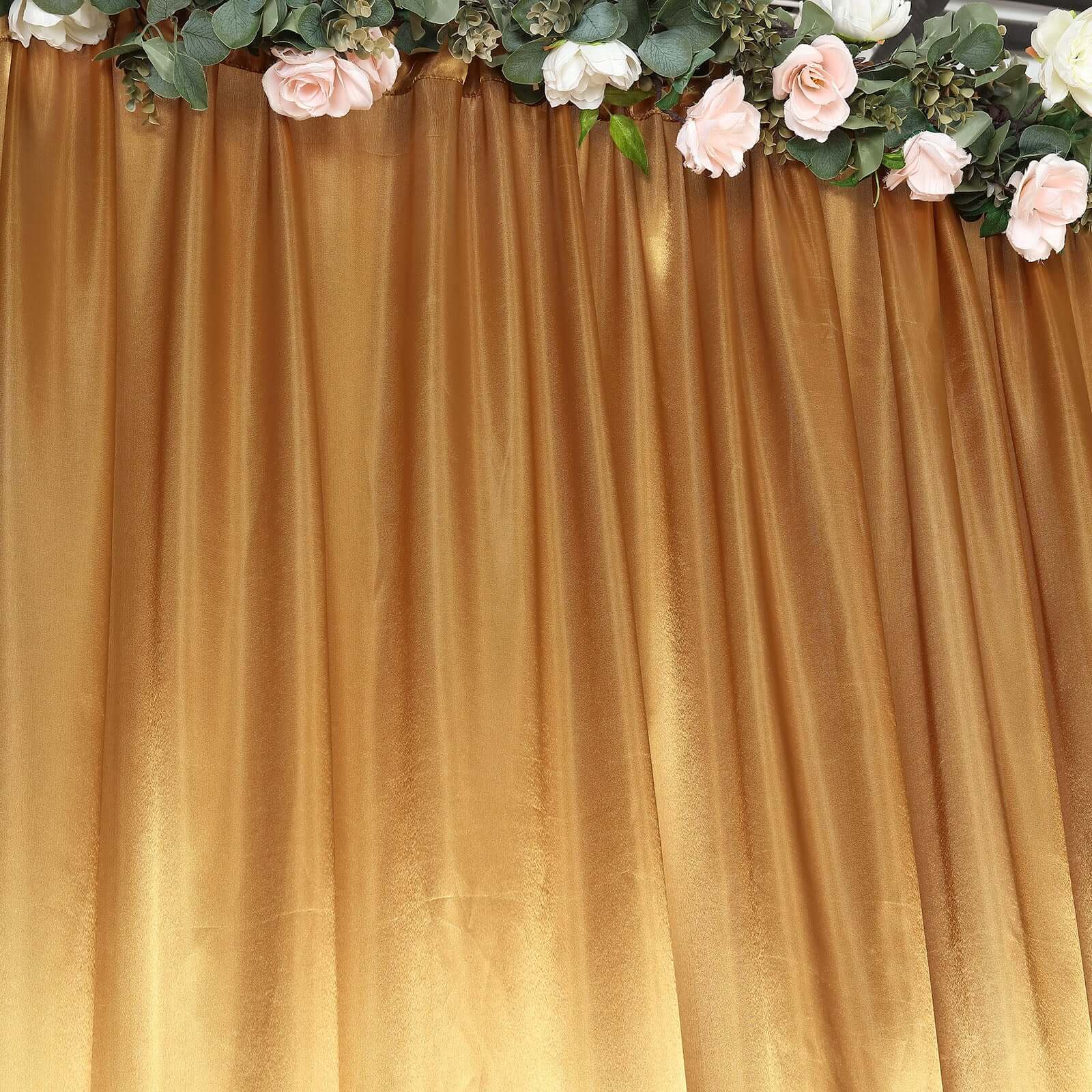 8ftx10ft Gold Satin Event Curtain Drapes, Backdrop Event Panel