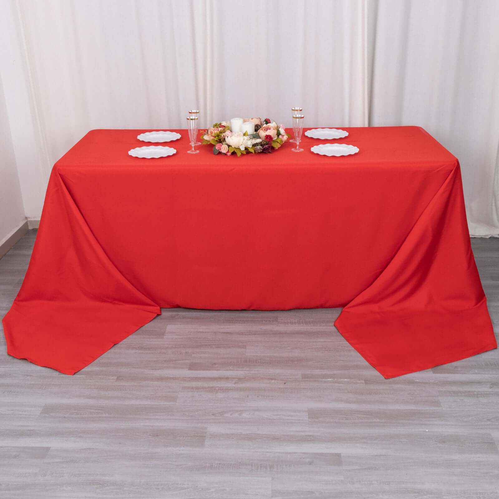 Premium Polyester 90x156 Rectangle Tablecloth Red - Seamless 220GSM Stain-Resistant Table Cover