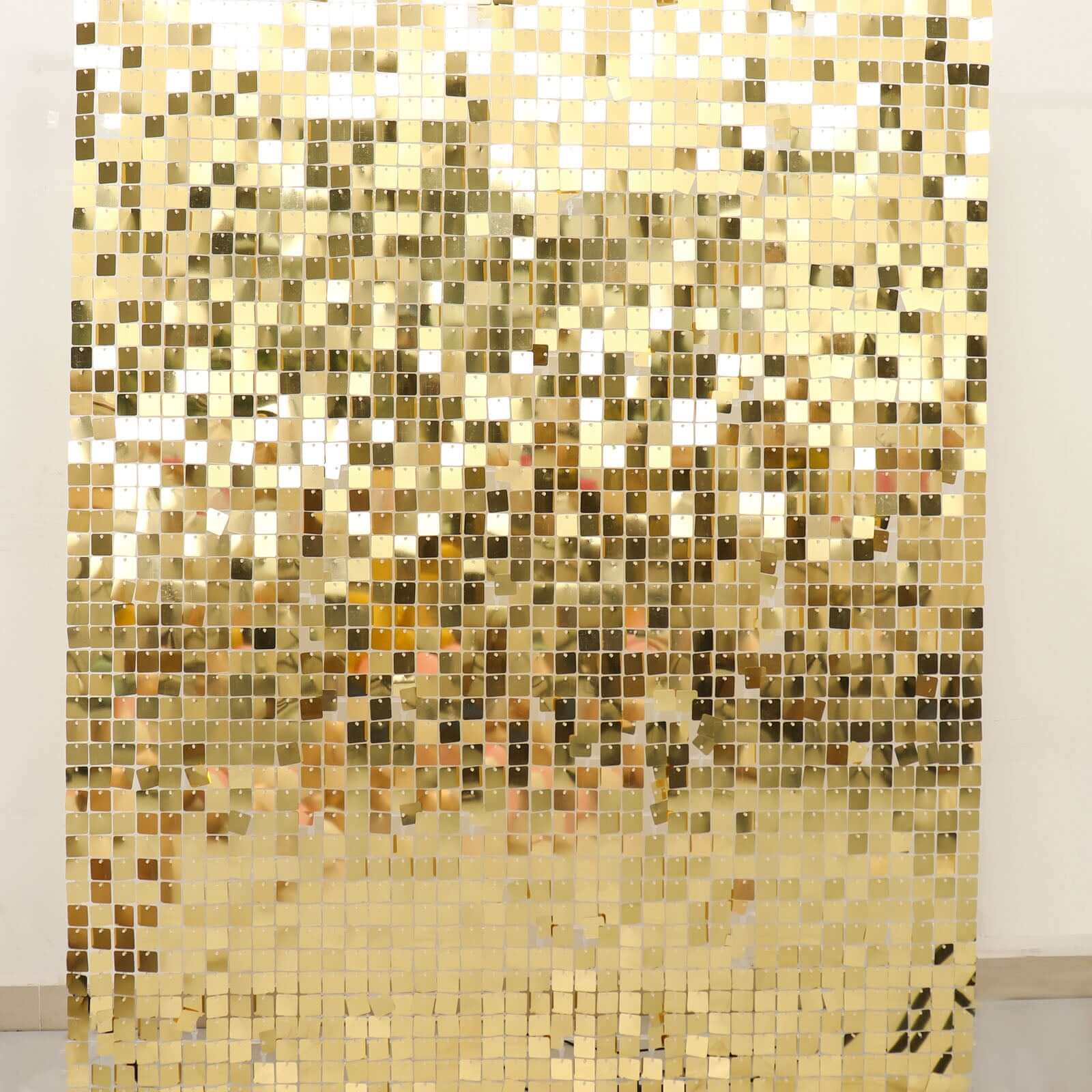 10sq.ft Shiny Gold Square Sequin Shimmer Wall Party Photo Backdrop, Active Spangle Wall Art Décor Panels - 10 Panels