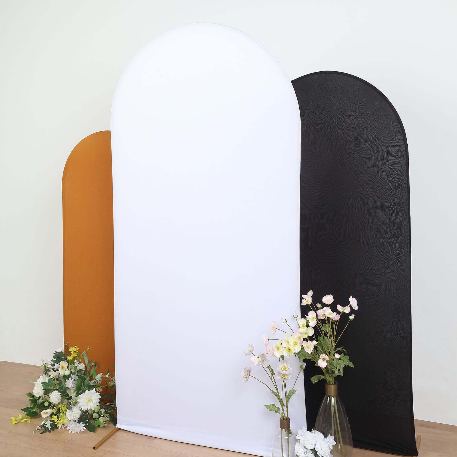 7ft Matte White Spandex Fitted Chiara Backdrop Stand Cover For Round Top Wedding Arch