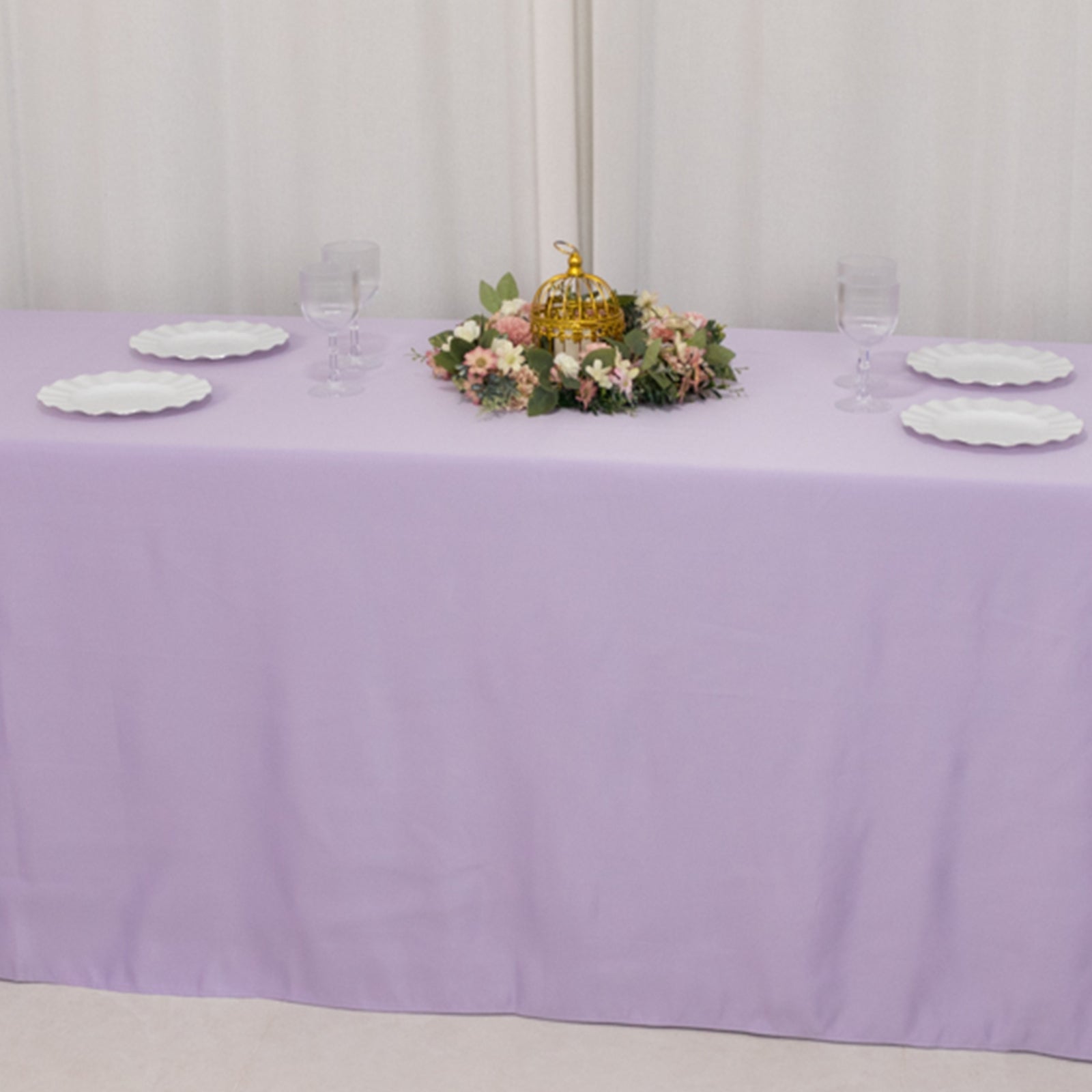 Lamour Satin 90x156 Rectangle Tablecloth Lavender Lilac - Luxurious, Soft Seamless Table Cover