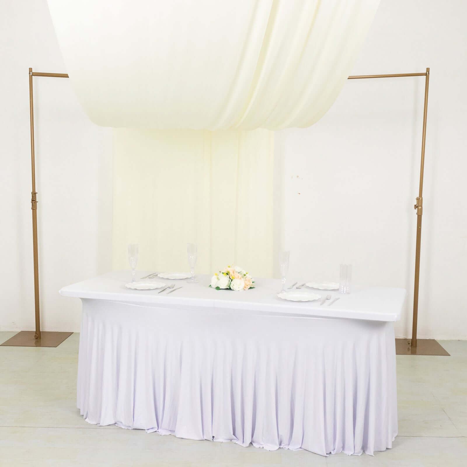 Ivory 4-Way Stretch Spandex Event Curtain Drapes, Wrinkle Free Backdrop Event Panel with Rod Pockets - 5ftx18ft