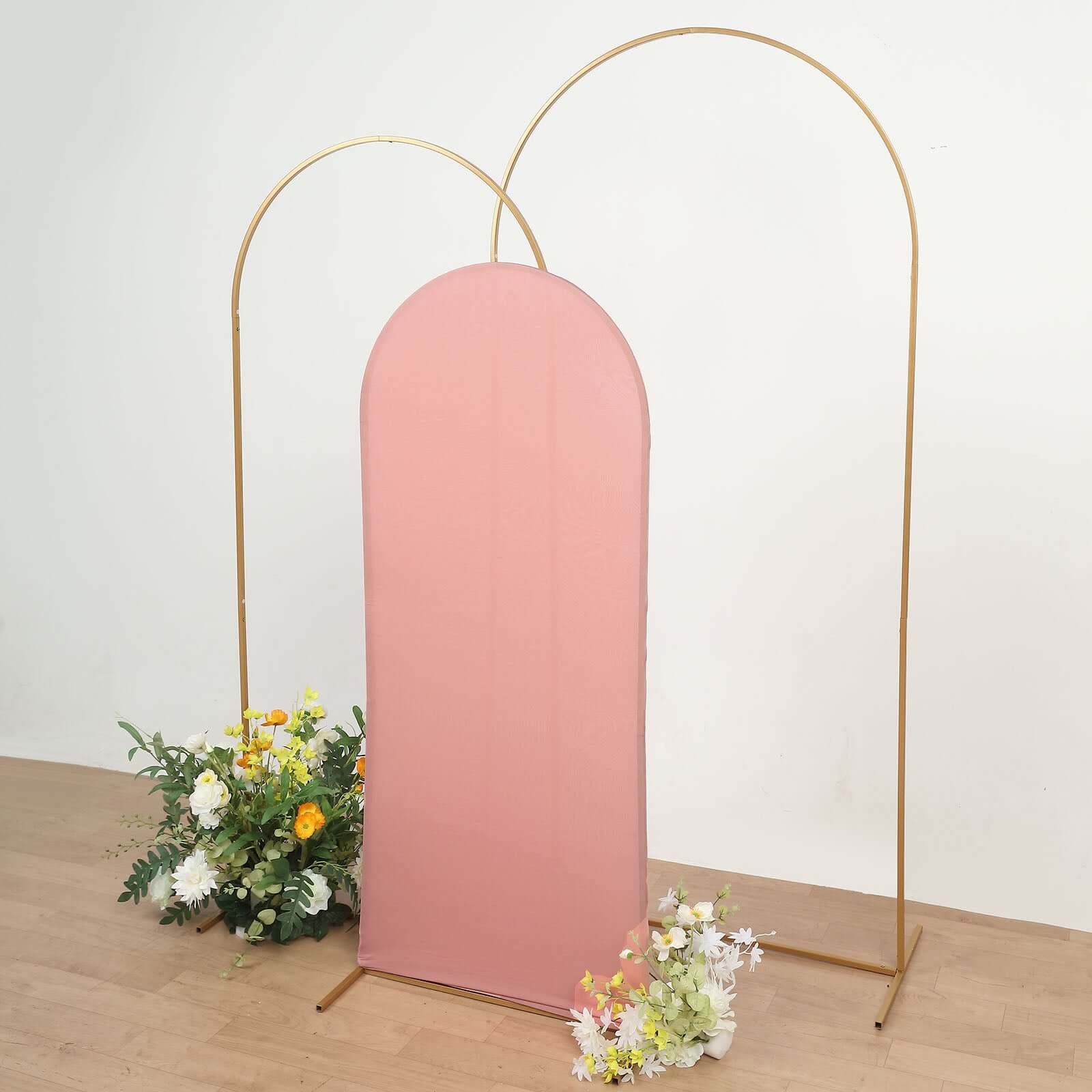 5ft Matte Dusty Rose Spandex Fitted Chiara Backdrop Stand Cover For Round Top Wedding Arch