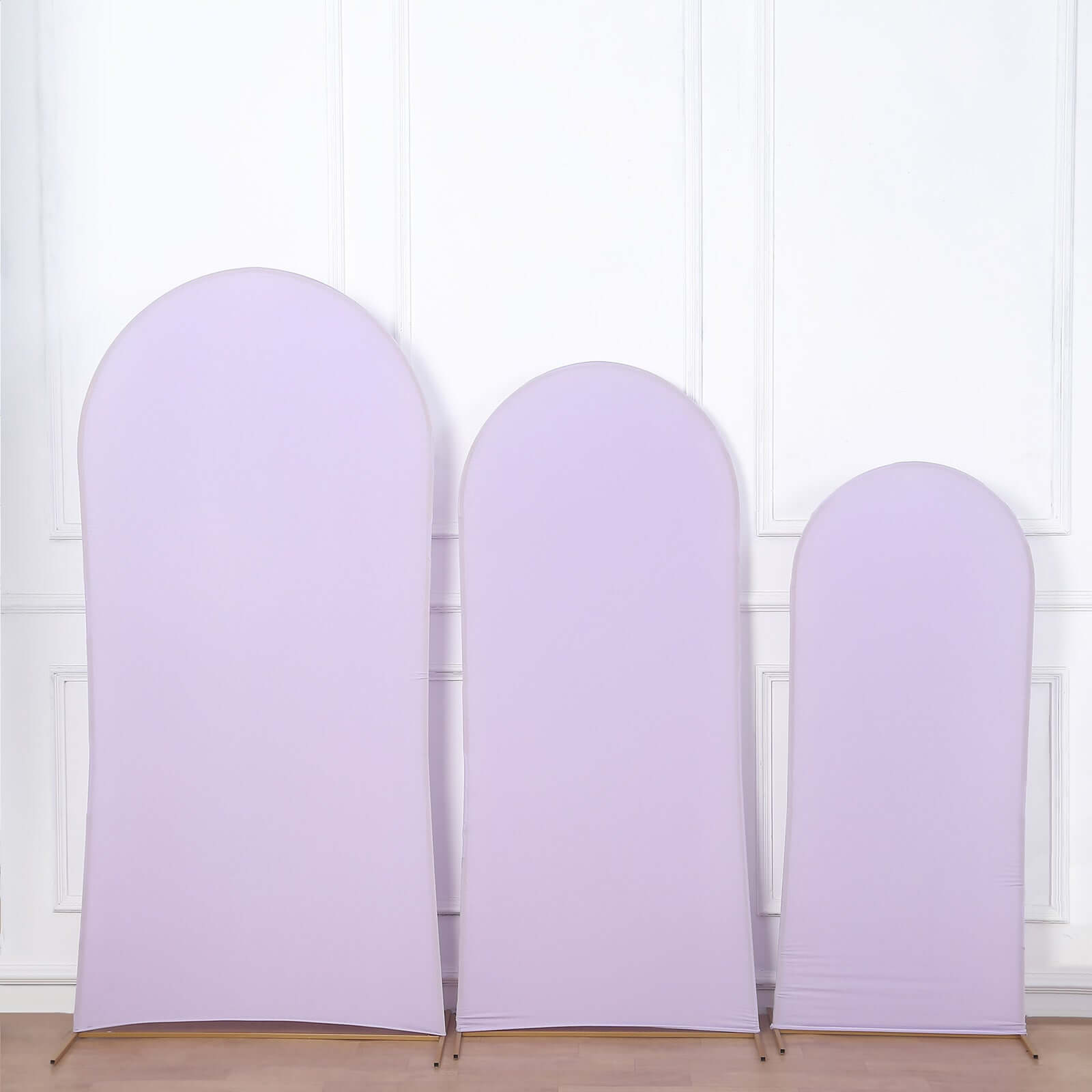 Set of 3 Matte Lavender Lilac Spandex Fitted Chiara Backdrop Stand Covers For Round Top Wedding Arch - 5ft, 6ft, 7ft