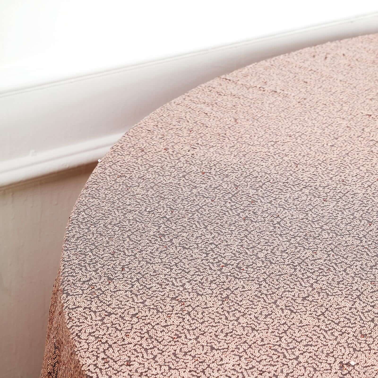 Sequin 132 Round Tablecloth Rose Gold - Seamless Dazzling Table Cover