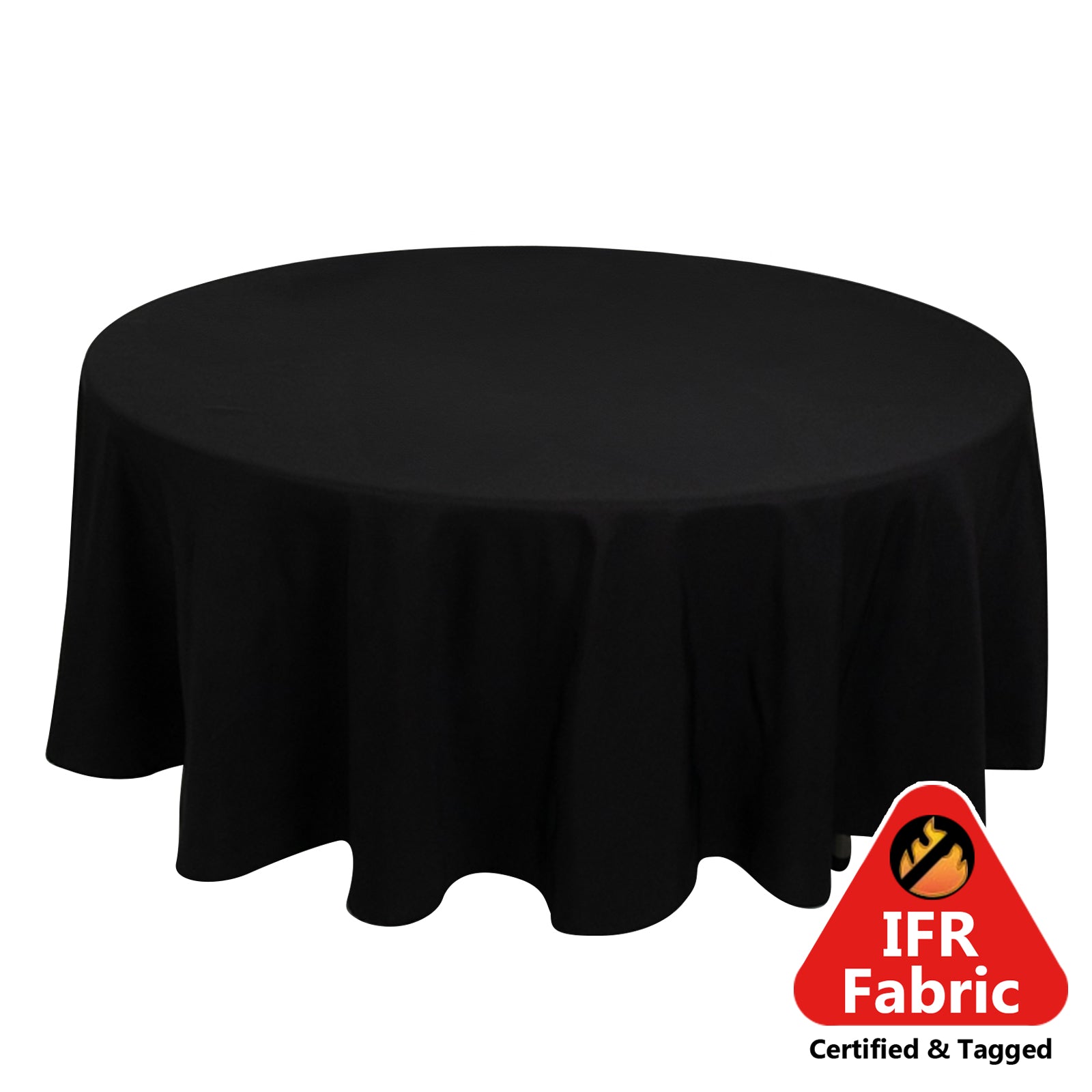 Fire Retardant Premium Polyester 108 Round Tablecloth Black - Stylish High-Performance Table Cover for Large Gatherings