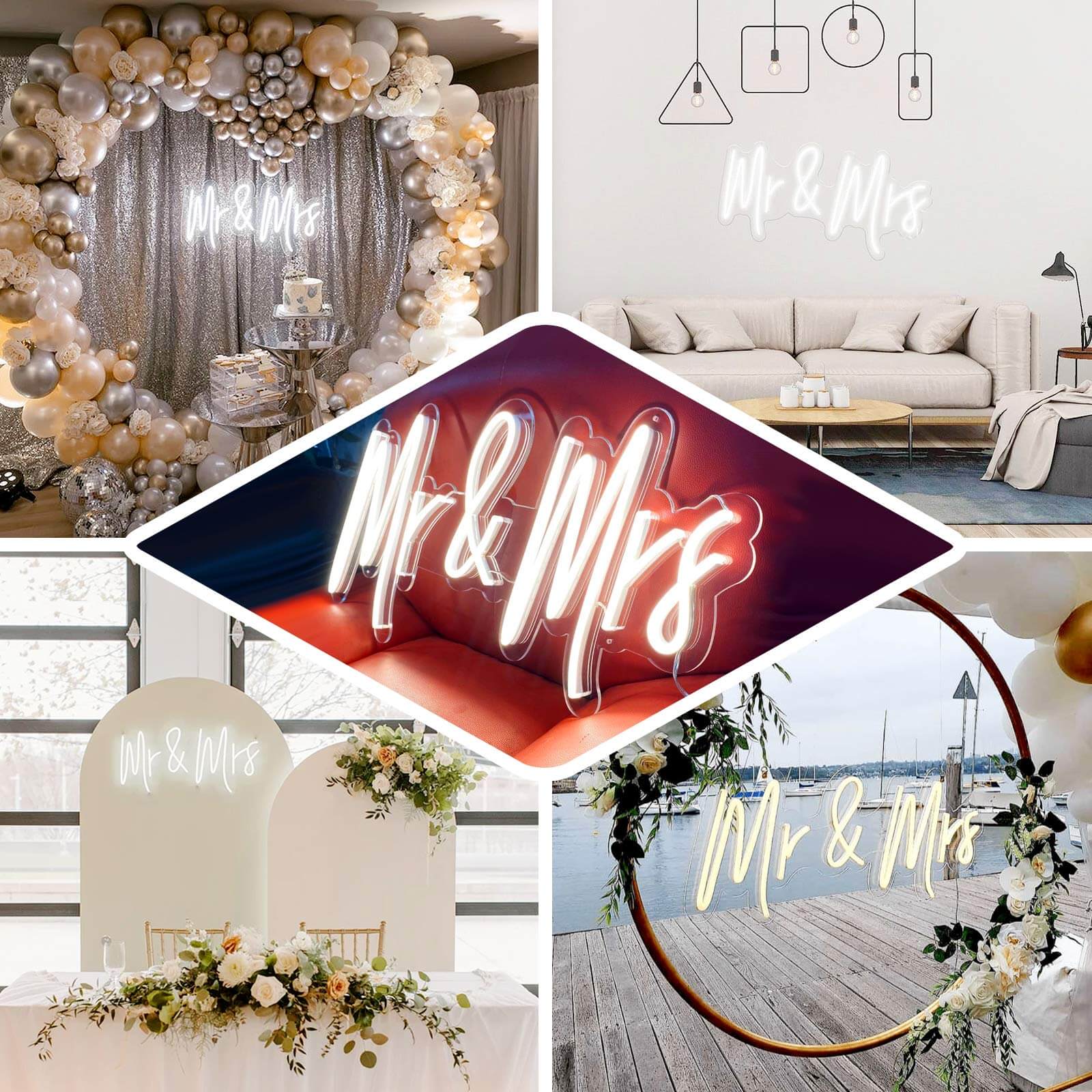 33 Mr and Mrs Neon Light Sign, LED Reusable Wall Décor Lights With 5ft Hanging Chain