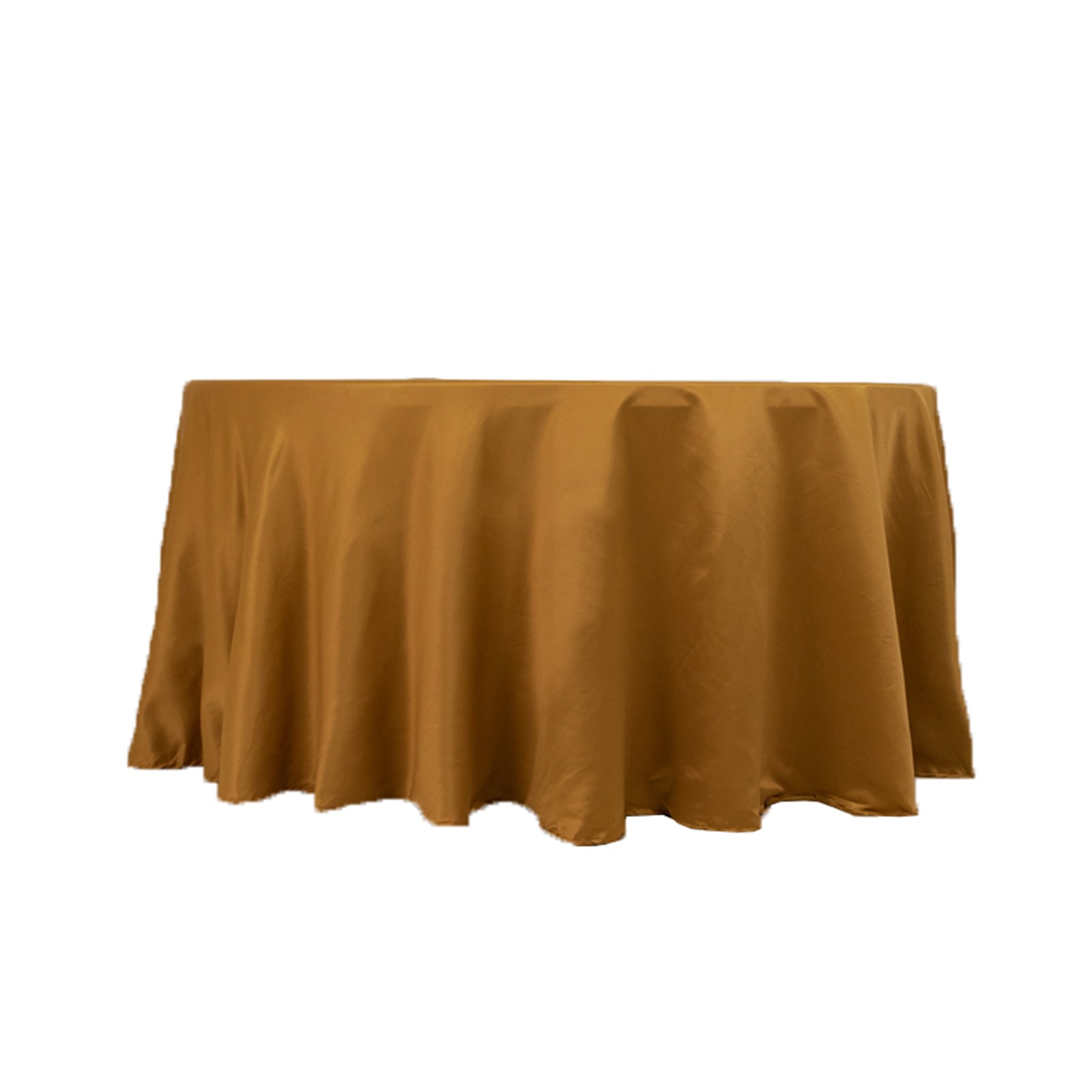Lamour Satin 120 Round Tablecloth Gold - Seamless Table Cover with Soft Tempered Sheen for Upscale Gatherings