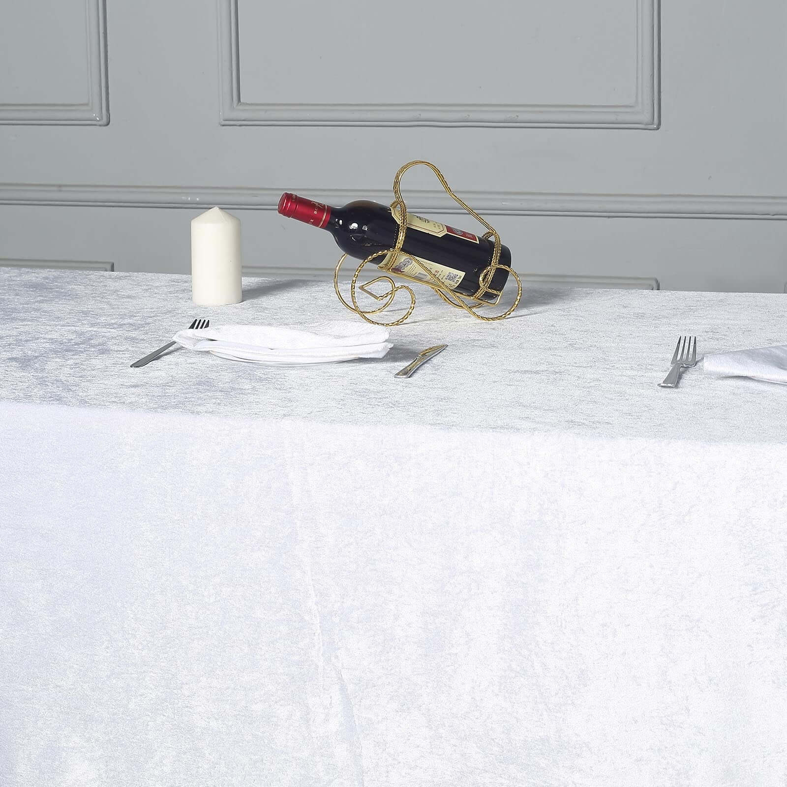 Premium Velvet 90x156 Rectangle Tablecloth White - Reusable Soft & Seamless Table Cover