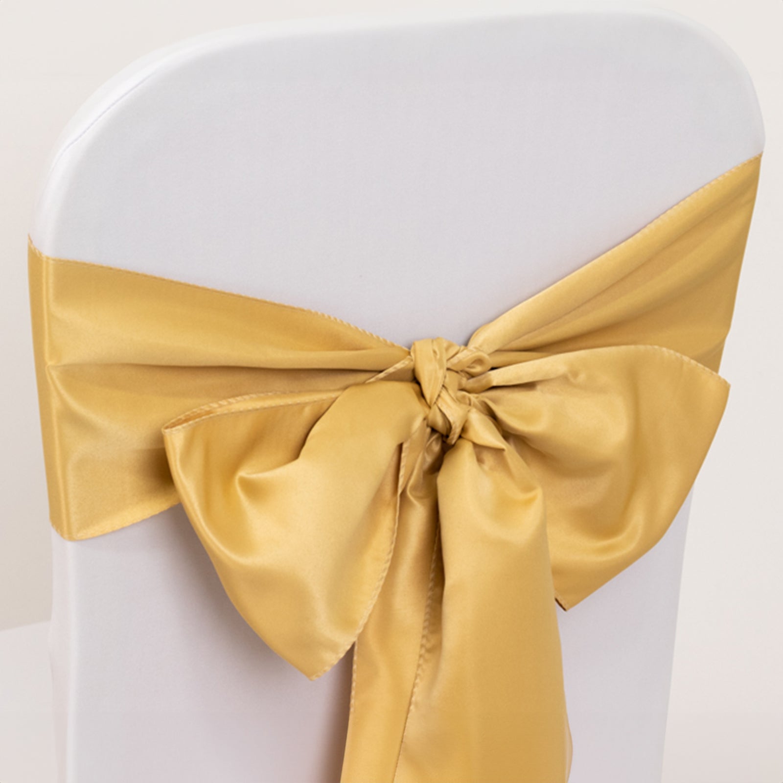 5 Pack Lamour Satin 6x106 Chair Sashes Champagne - Stylish Reusable Decorative Bows