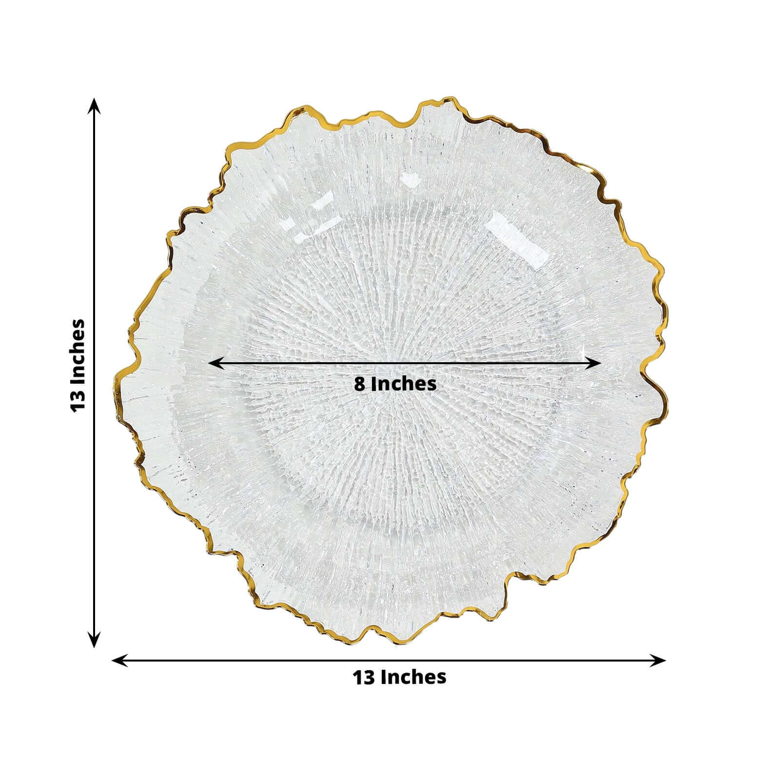 6-Pack Plastic Round Charger Plates 12 in Clear Reef Design with Gold Rim, Decorative Dinner Party Serving Plates