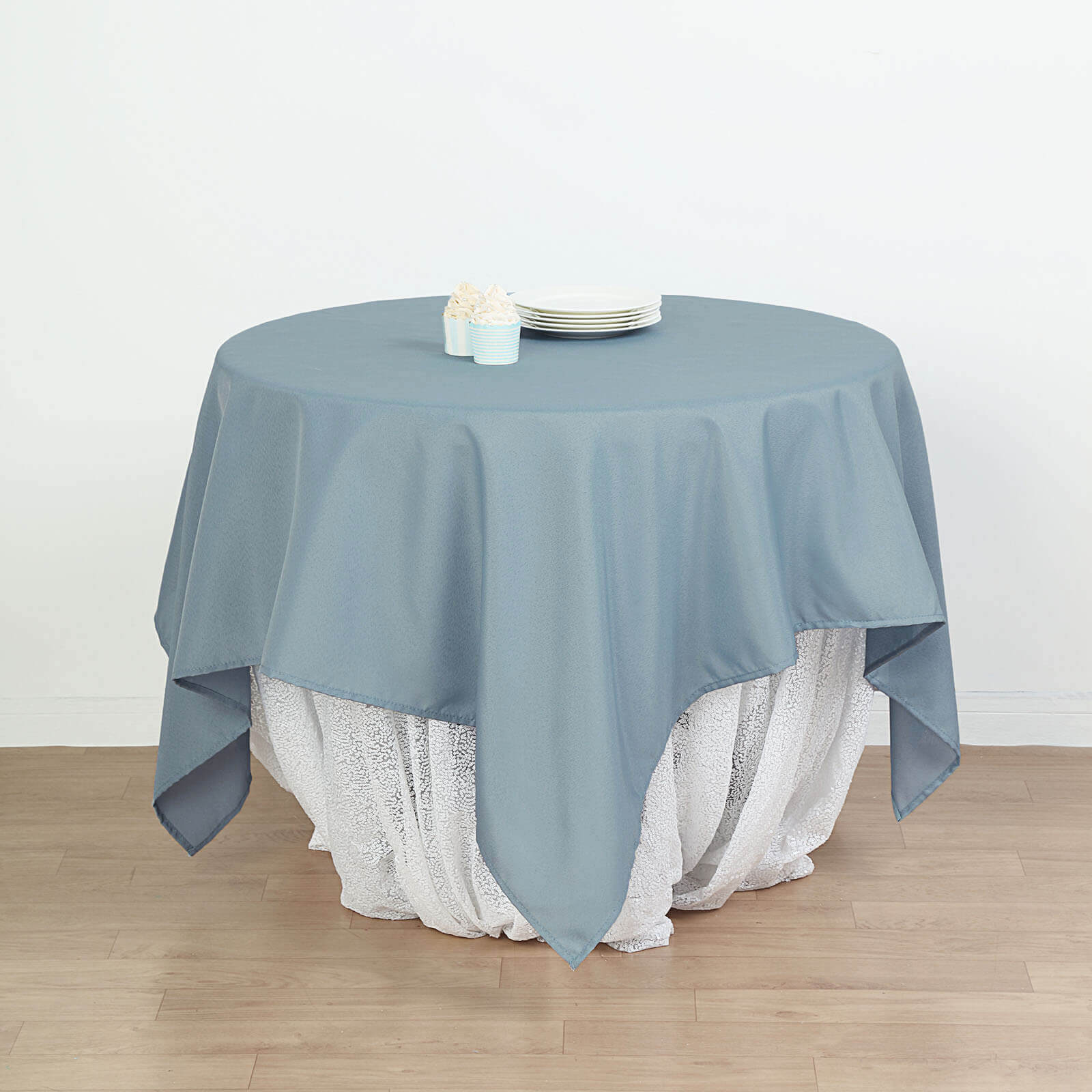 Polyester Square 54x54 Tablecloth Dusty Blue - Wrinkle-Resistant & Durable Table Cover