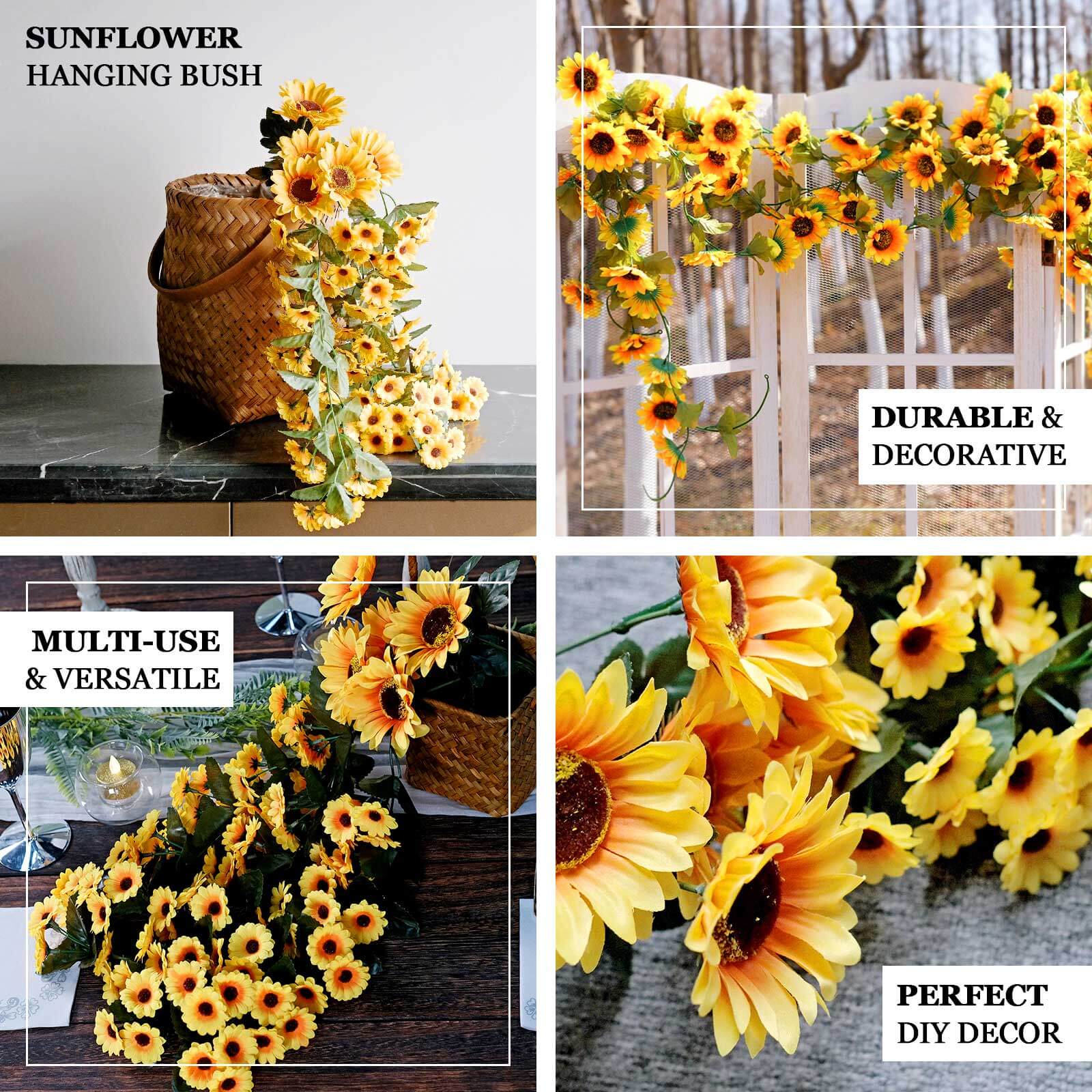 22 Artificial Hanging Vine Sunflower Bush, Draping Bouquet Garland