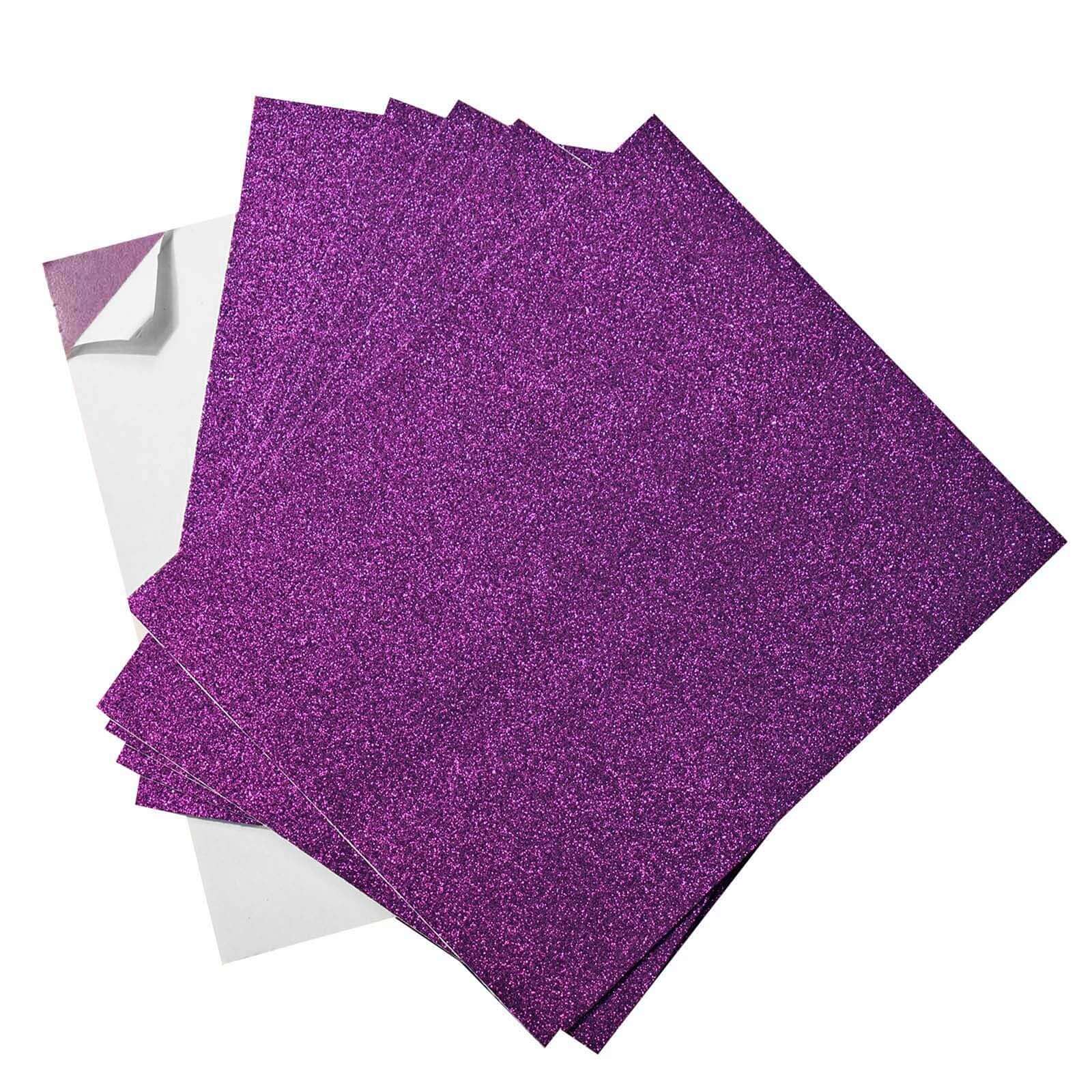 10 Pack Purple Self-Adhesive Glitter DIY Craft Foam Sheets - 12x10