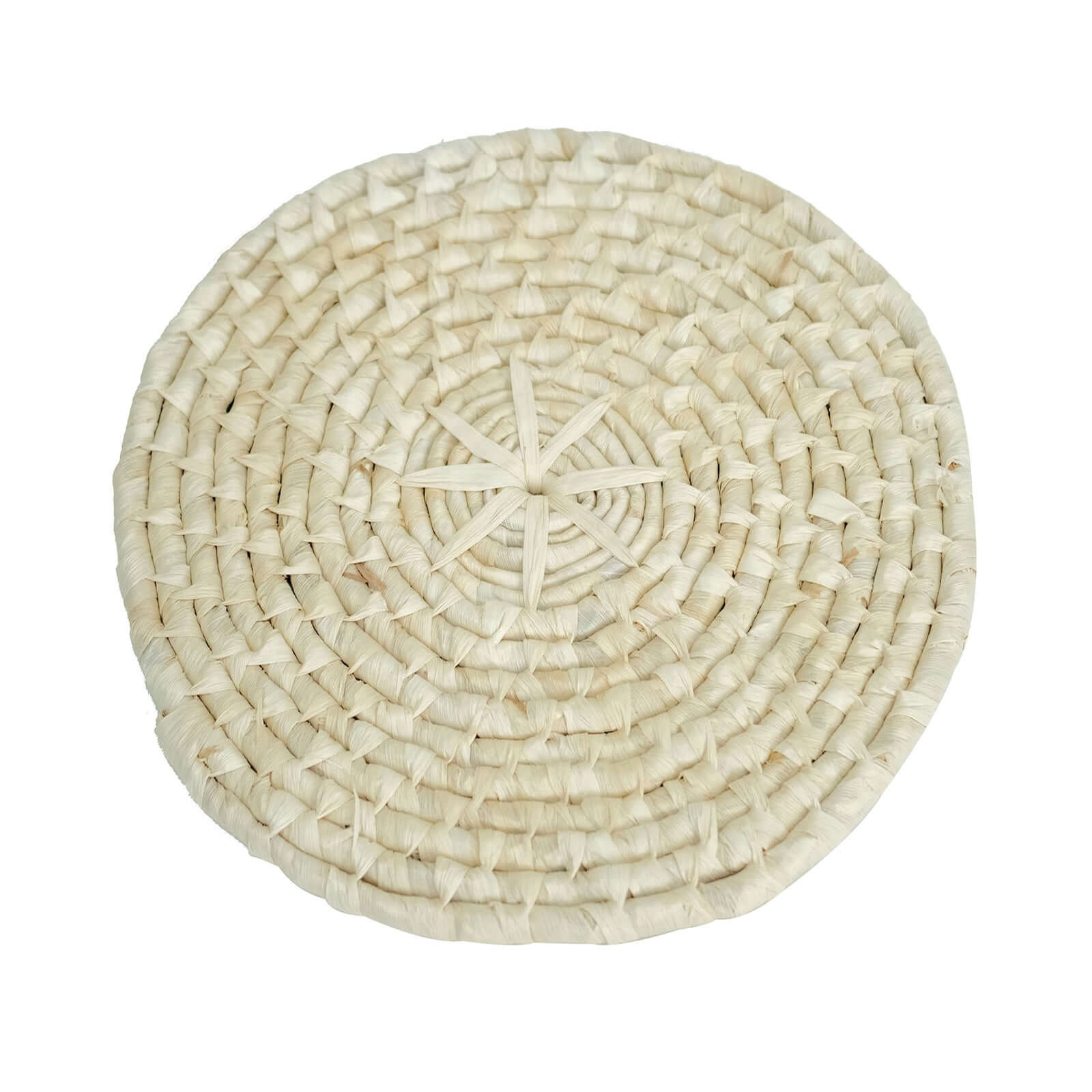 4-Pack Placemats Braided Design Natural Corn Husk Round - Woven Rustic Rattan Style for Tables 15