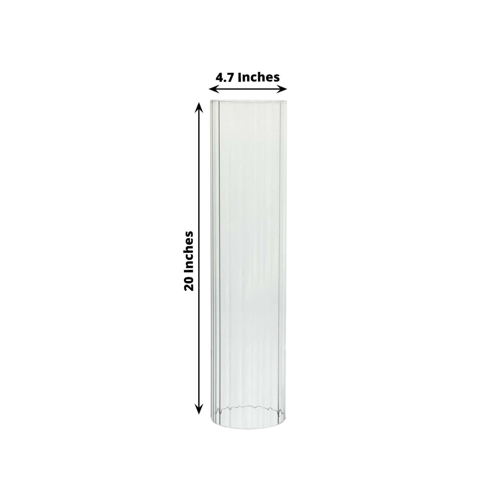 2-Pack Clear Ribbed Glass Hurricane Shades Open End Design - Stylish Candelabra Pillar Candle Holder Table Centerpiece 20