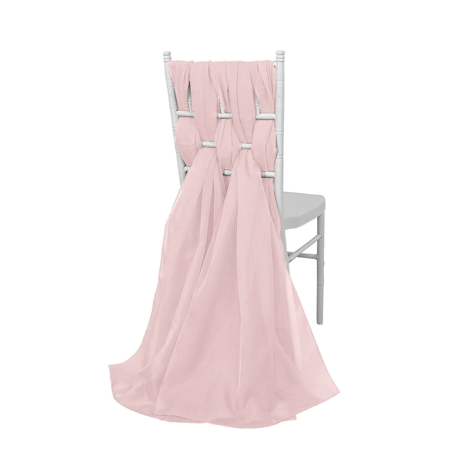 5 Pack Premium Chiffon Chair Sashes Blush - Soft & Lightweight Designer Chair Bows 22x78