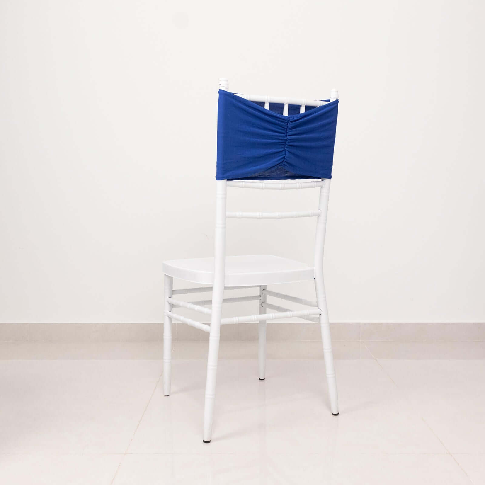 5 Pack Spandex Chair Sashes Royal Blue Ruffled Style - Wide Easy to Use Stretch Chair Bands 8x13