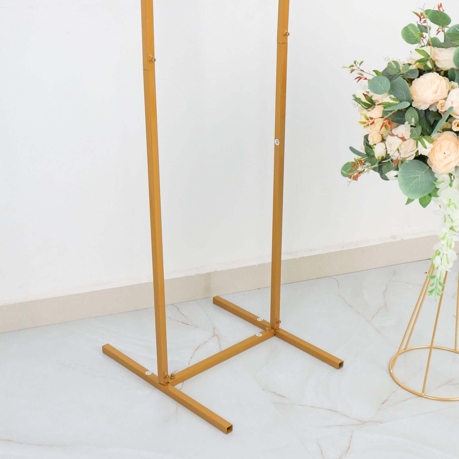 4.5ft Slim Gold Metal Frame Wedding Arch, Rectangular Backdrop Stand, Floral Display Frame