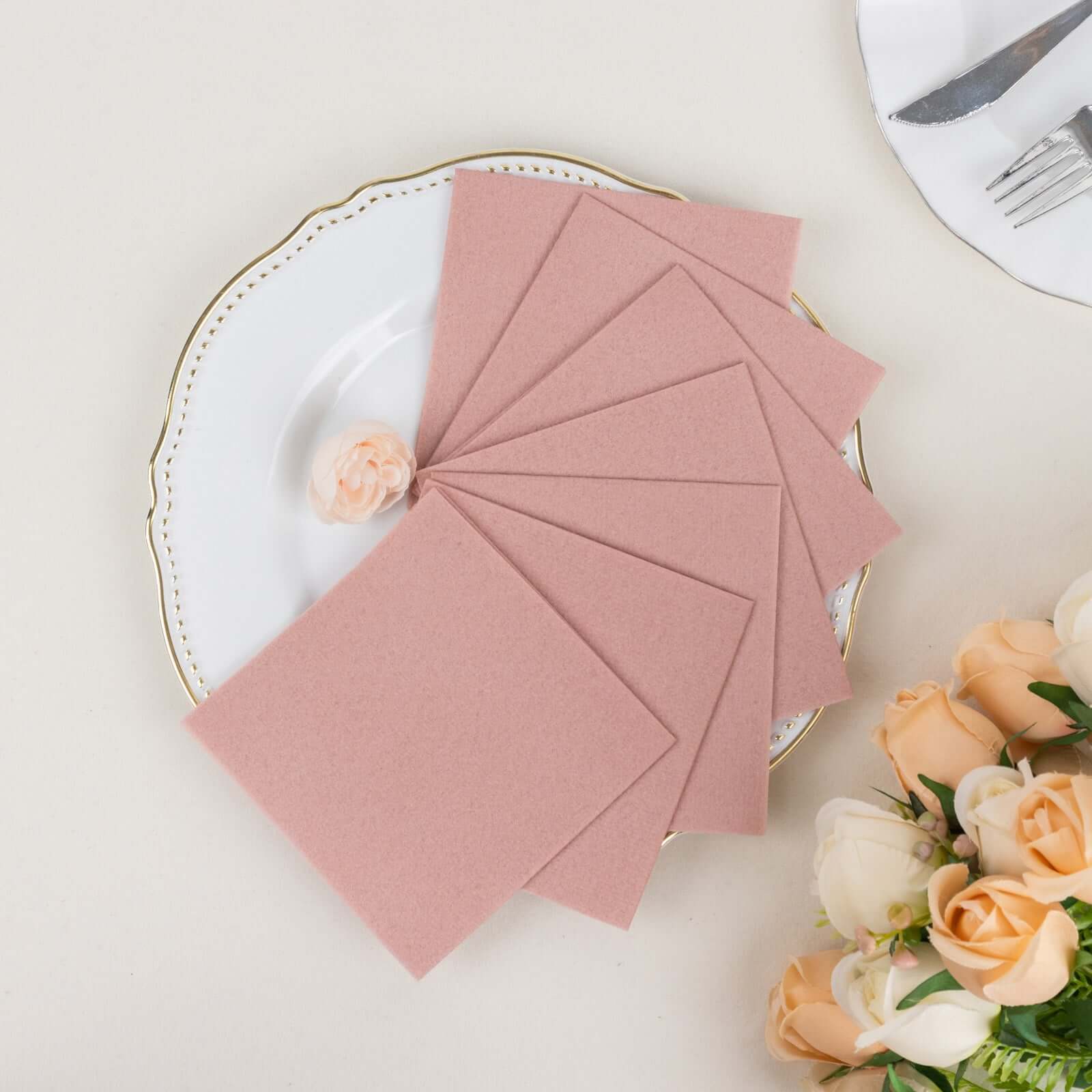 20-Pack Paper Linen-Like Cocktail Napkins Dusty Rose - Disposable 5x5 Airlaid Soft Napkins