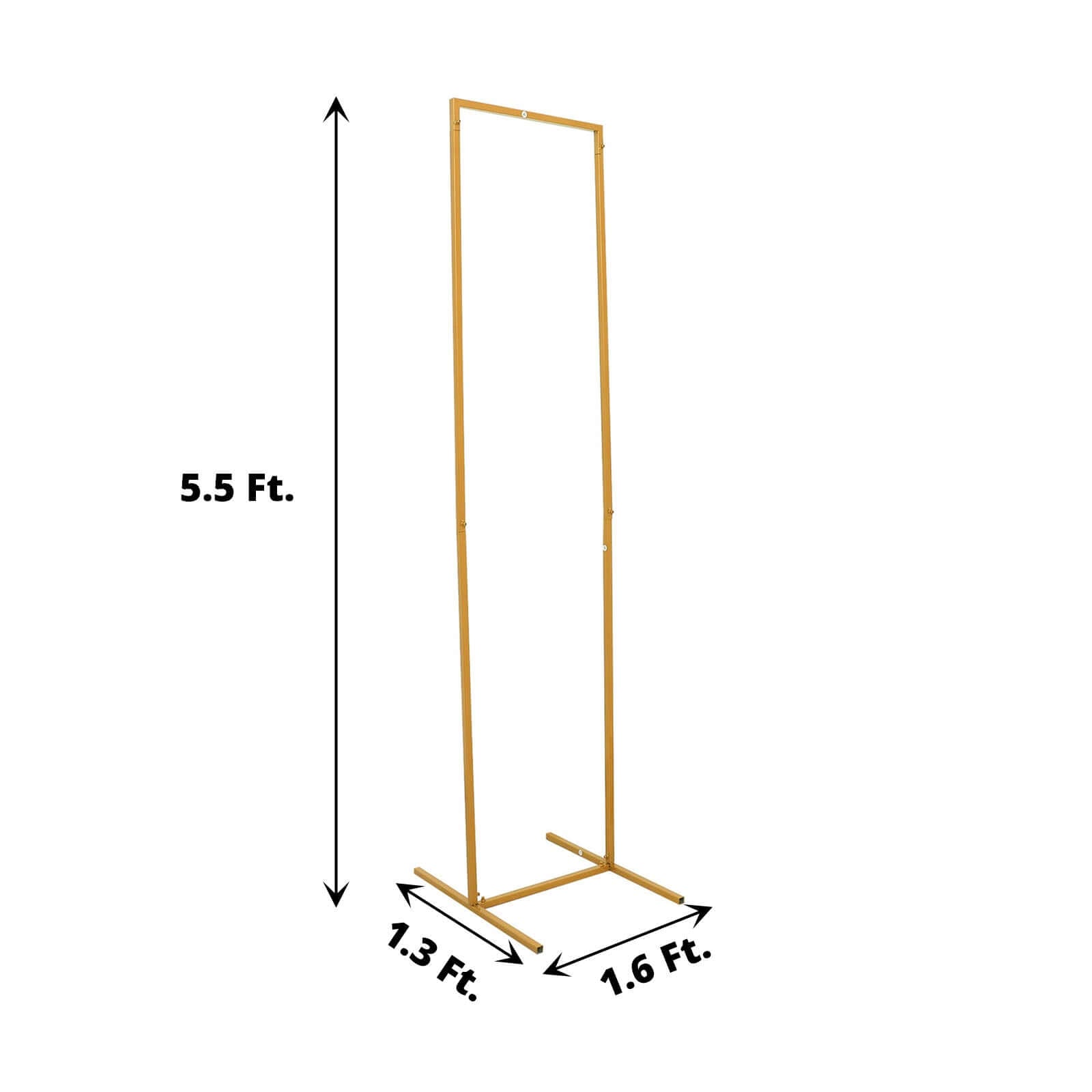 5.5ft Slim Gold Metal Frame Wedding Arch, Rectangular Backdrop Stand, Floral Display Frame