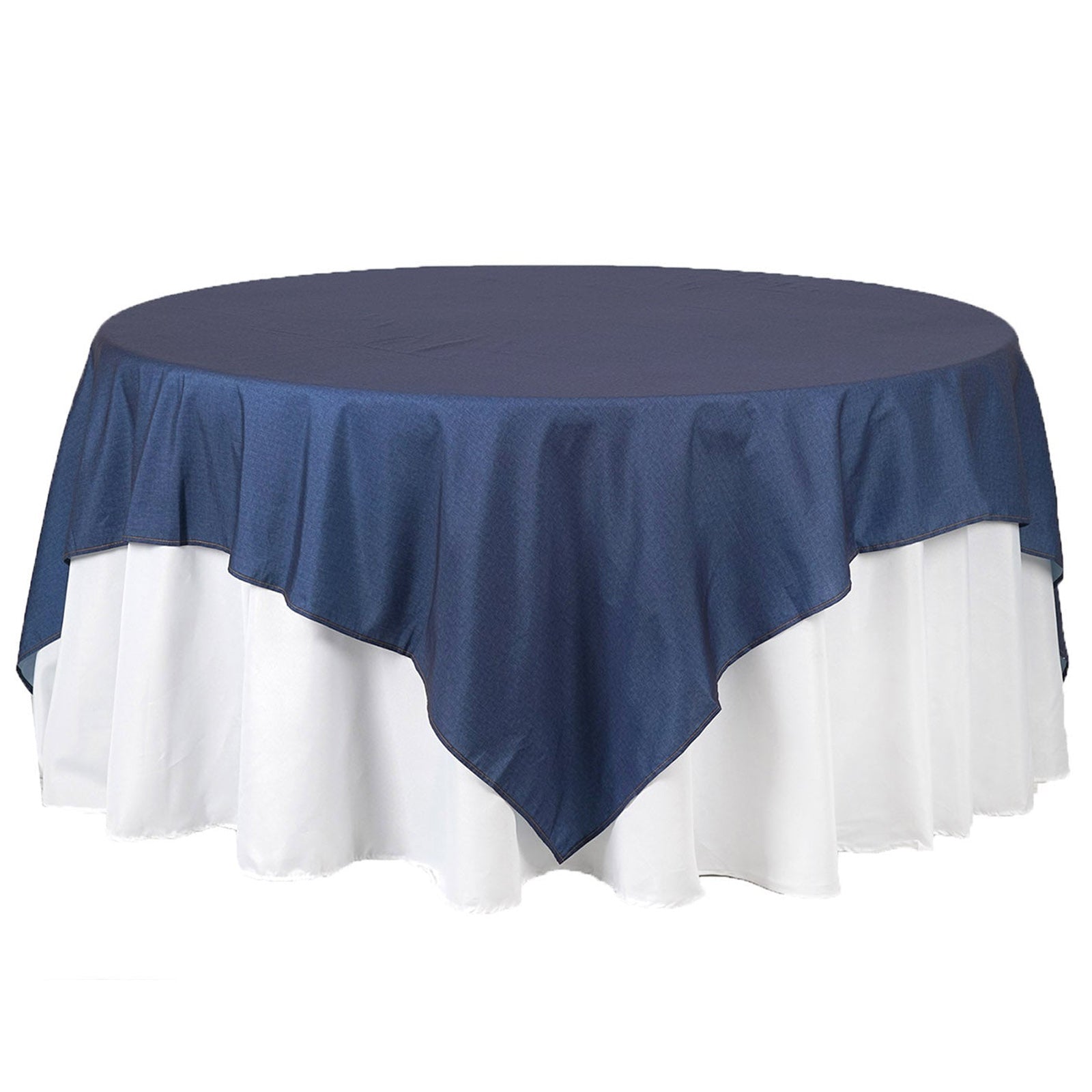 Polyester 85x85 Table Overlay Dark Blue - Faux Denim Table Topper