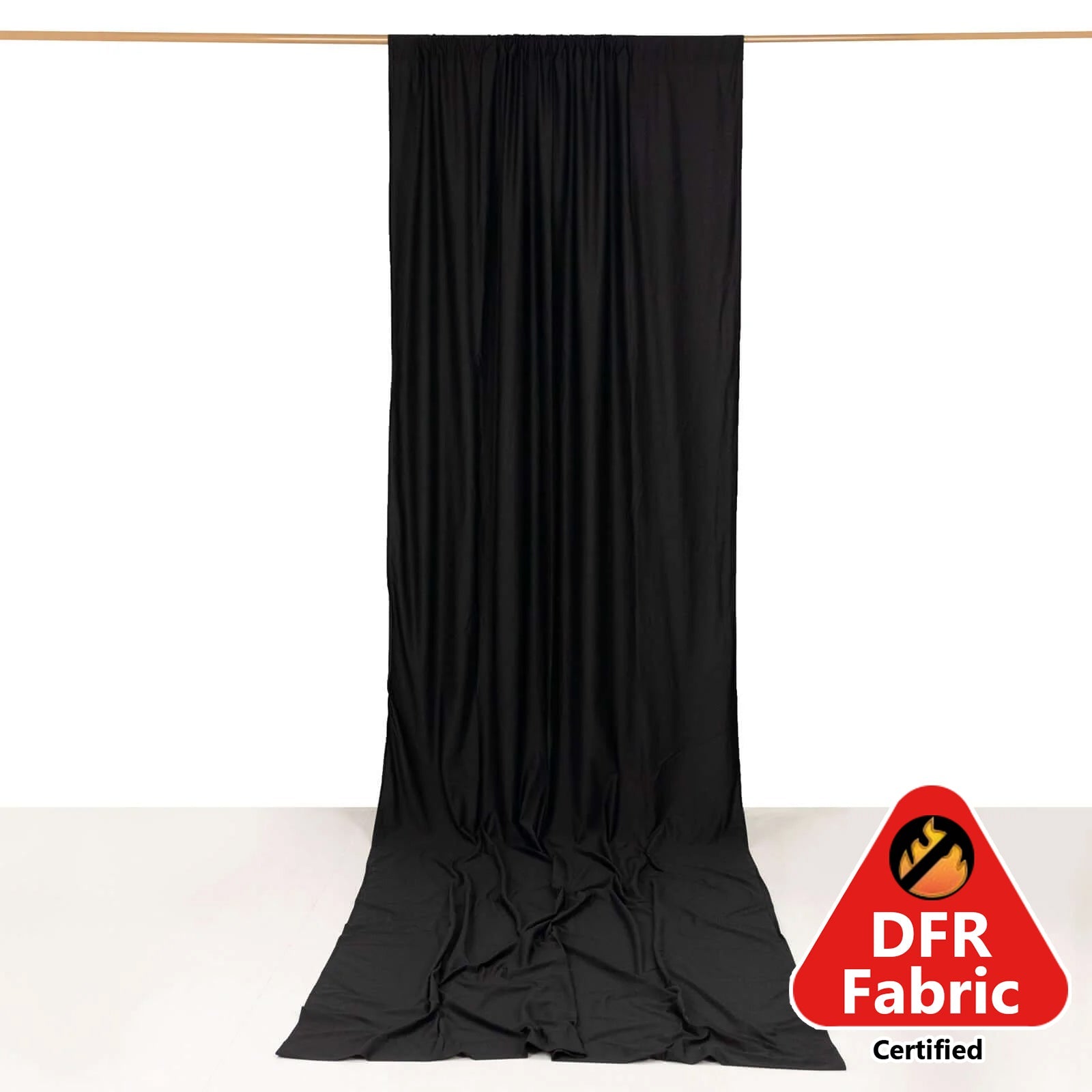 Black Scuba Polyester Event Curtain Drapes, Durable Flame Resistant Backdrop Event Panel Wrinkle Free with Rod Pockets - 5ftx14ft