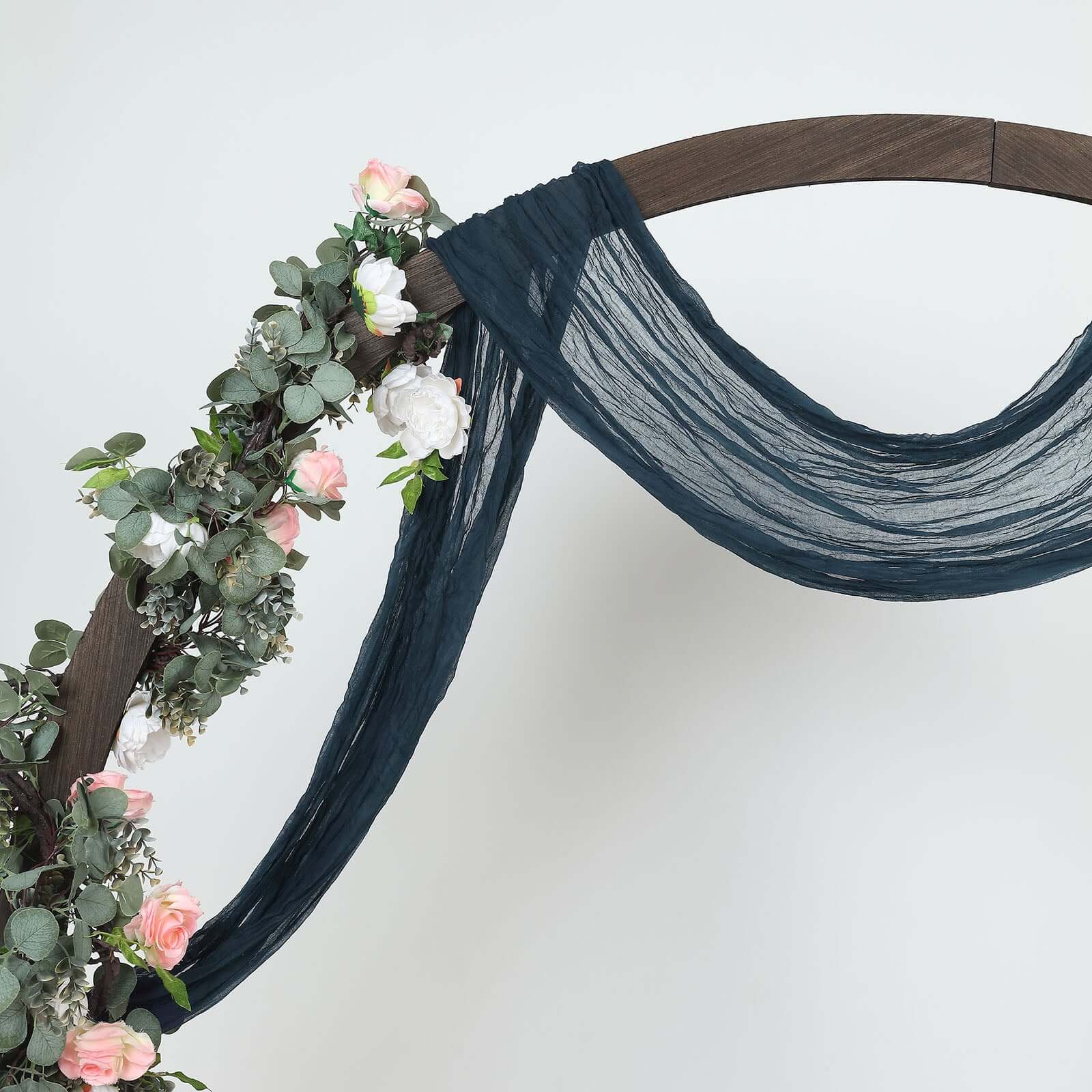 20ft Navy Blue Gauze Cheesecloth Fabric Wedding Arch Drapery, Window Scarf Valance, Boho Decor Arbor Curtain Panel