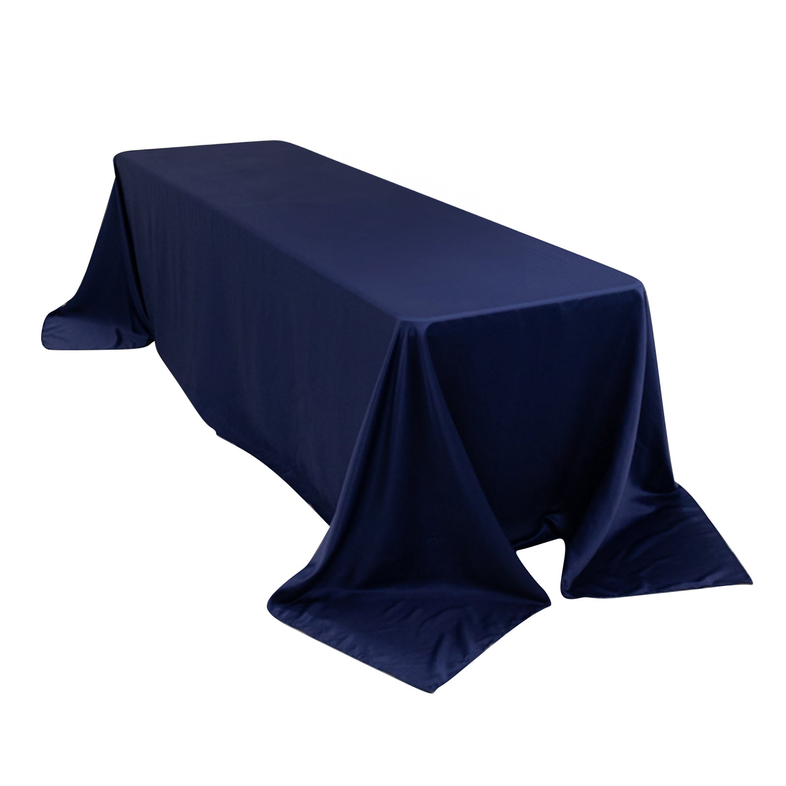 Lamour Satin 90x156 Rectangle Tablecloth Navy Blue - Luxurious, Soft Seamless Table Cover