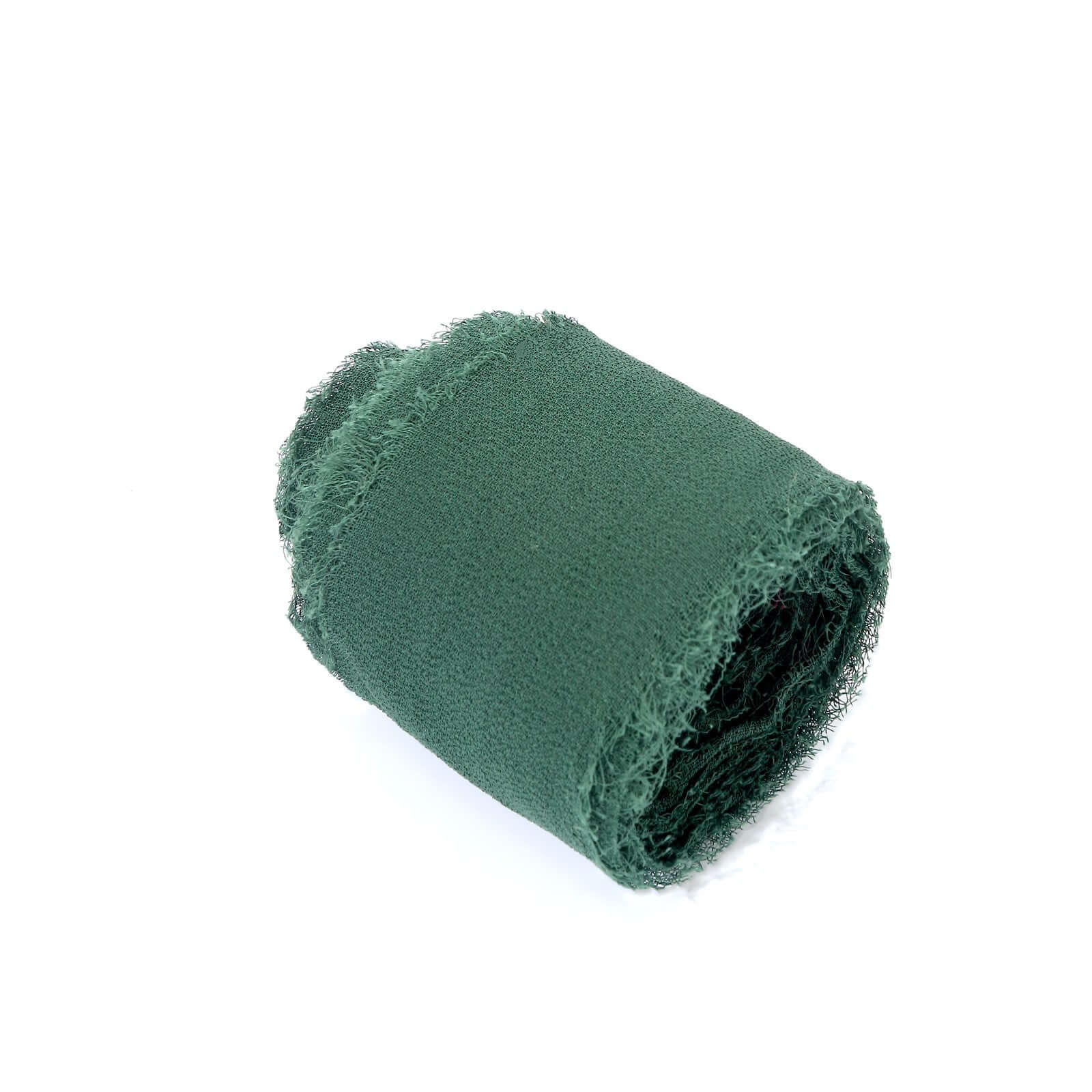 2 Pack 6yds Hunter Emerald Green Silk-Like Chiffon Ribbon Roll, DIY Wedding Bouquet Linen Wrap