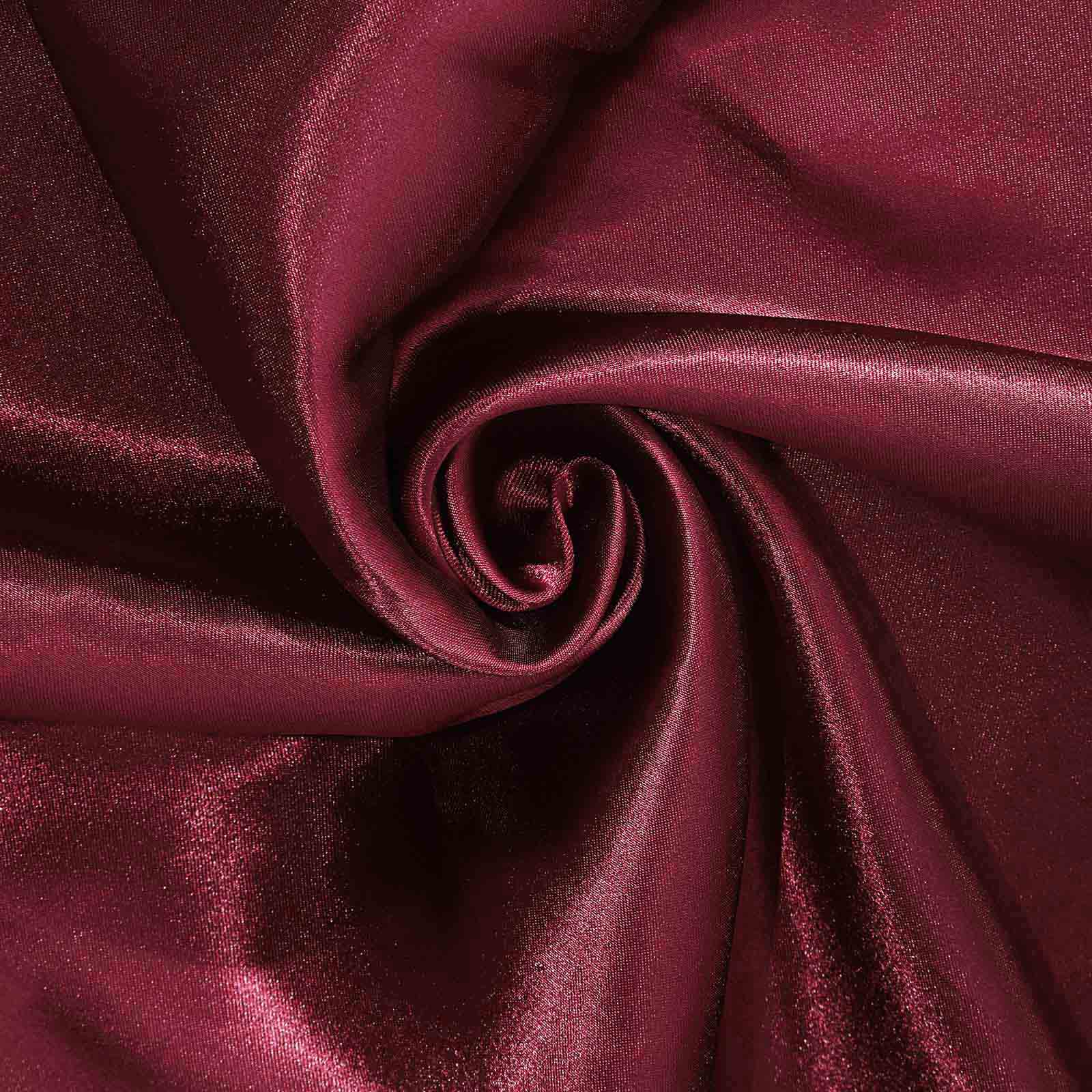 Satin Chair Cover Self-Tie Universal Design Burgundy - Durable Slip-On Cover for Folding, Dining, Banquet & Standard Chairs