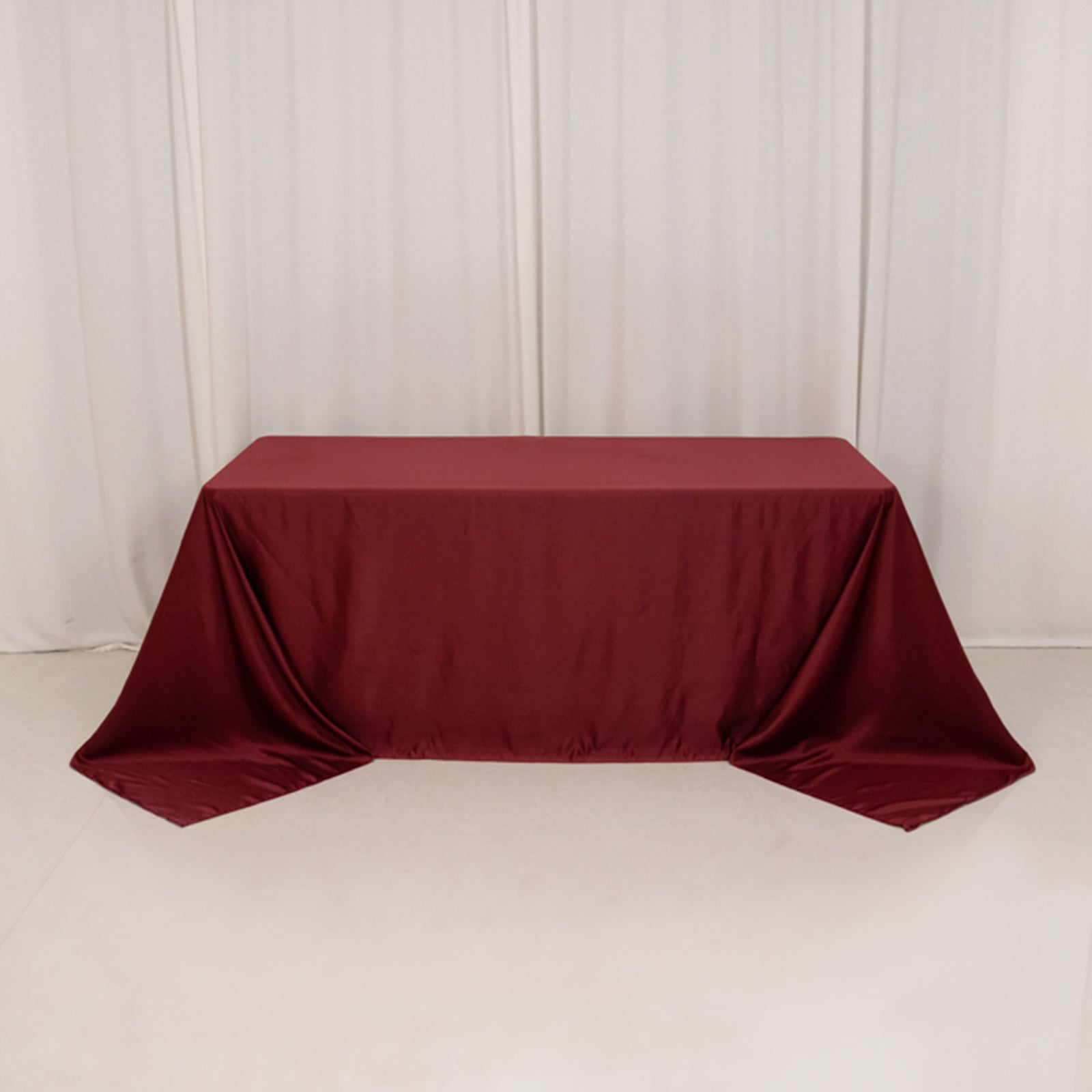 Lamour Satin 90x132 Rectangle Tablecloth Burgundy - Soft & Silk-Like Seamless Table Cover