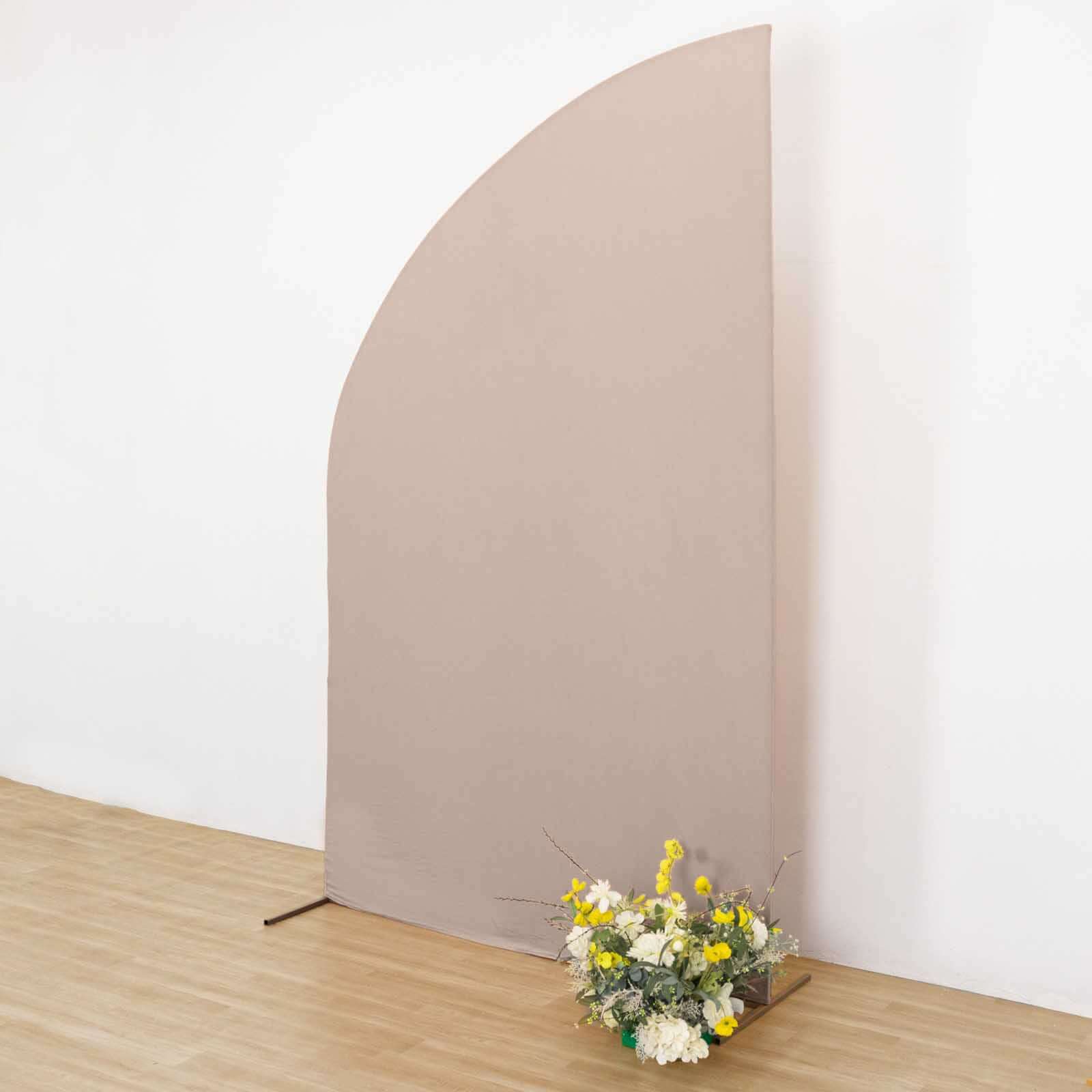 8ft Nude Spandex Fitted Wedding Arch Cover For Half Moon Top Chiara Backdrop Stand