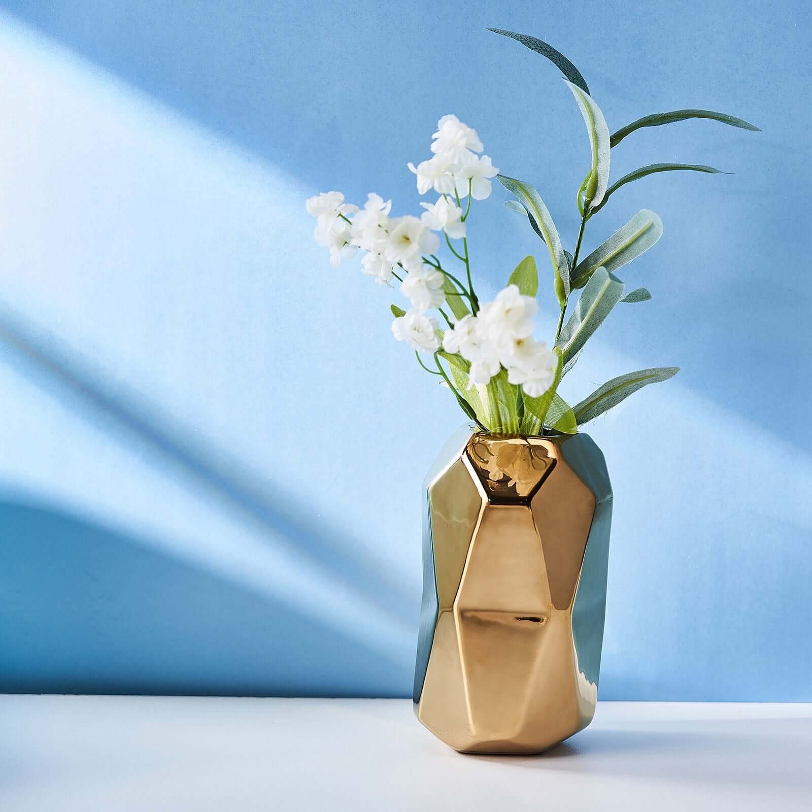 2-Pack Ceramic Cylinder Vases Metallic Gold Geometric - Stylish Modern Decor for Floral Arrangements 6